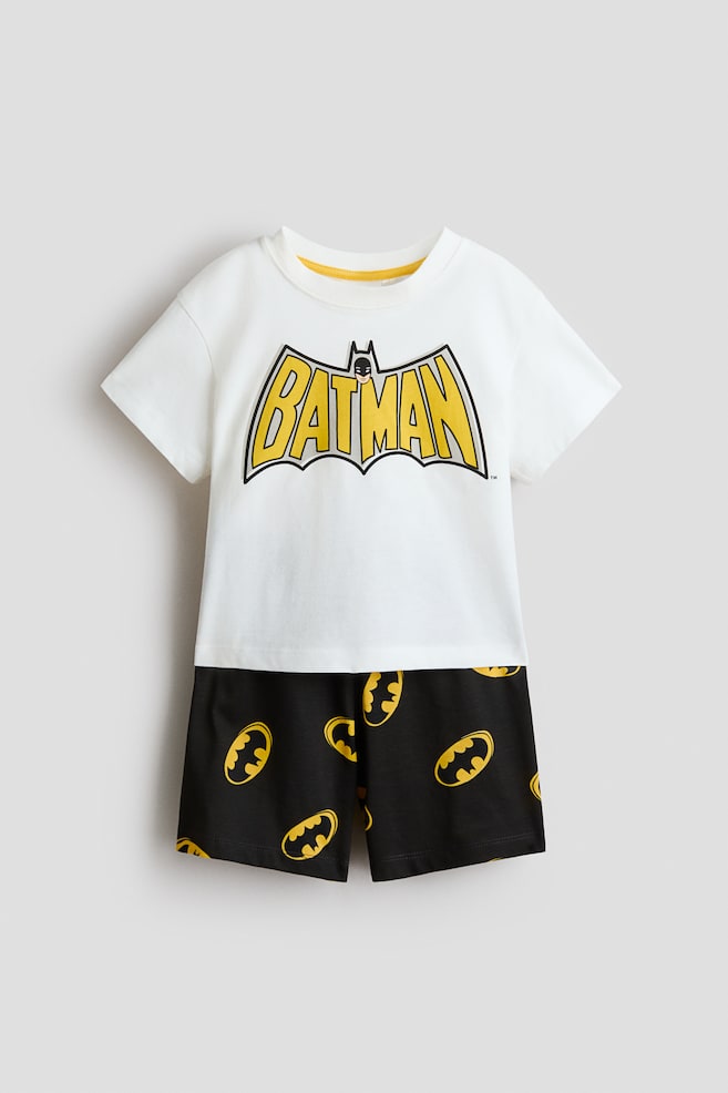 Nyomott mintás pizsama - Fekete/Batman/Fehér/Sonic, a sündisznó - 1
