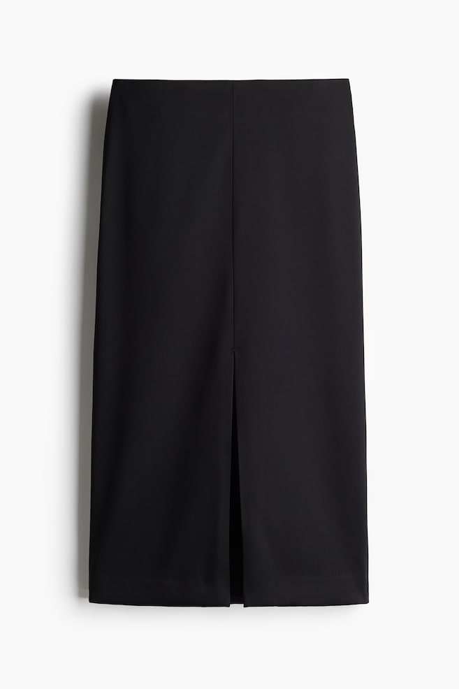 Satin midi skirt - Black - 1