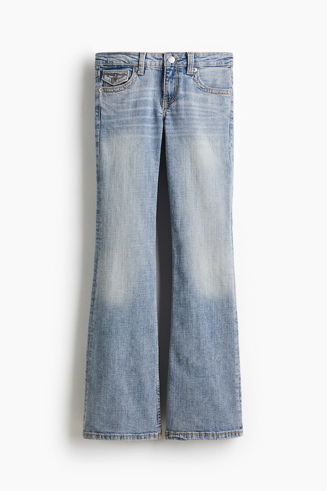 Flared Low Jeans - Washed denim blue/Dark denim blue/Denim blue - 1
