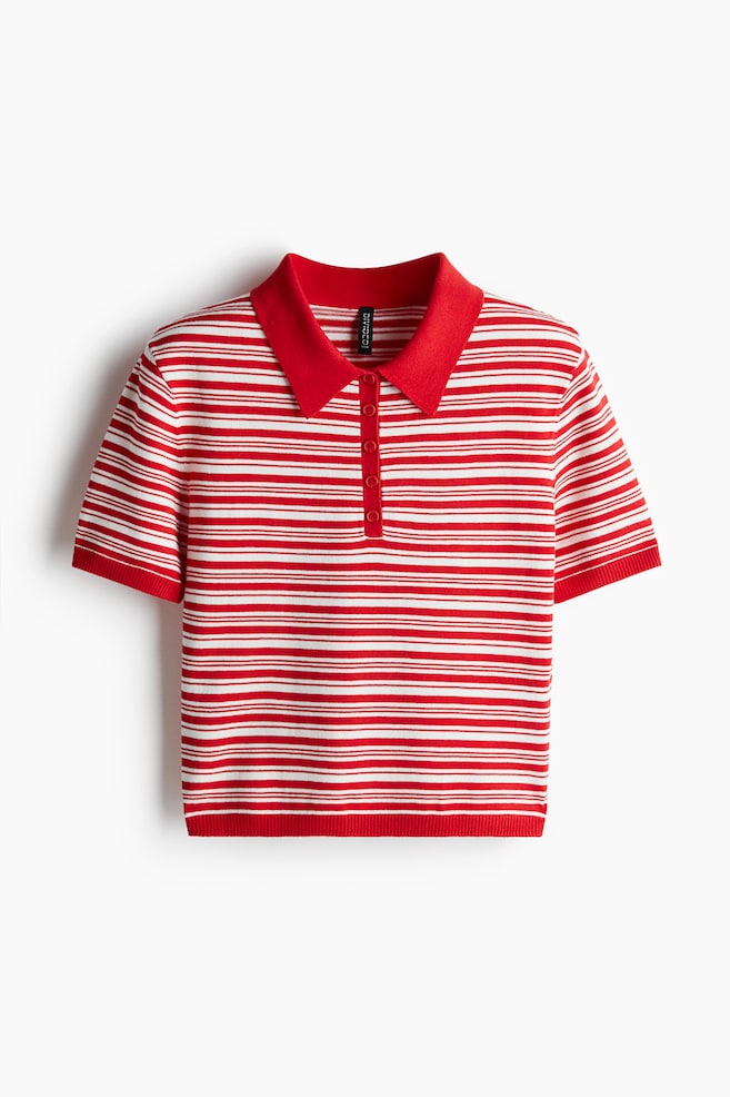 Polo de punto fino - Rojo/Rayas - 1