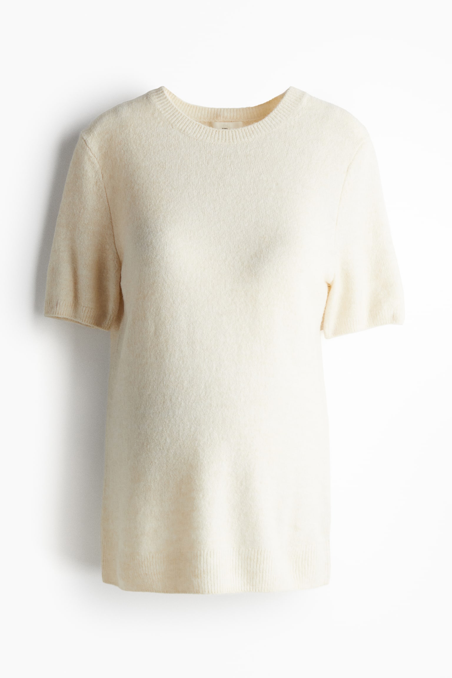 MAMA Short-sleeved fine-knit top - Cream/Grey marl - 2