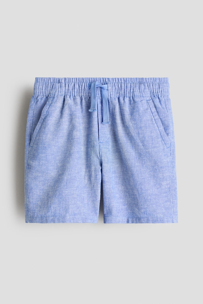 Linen-blend drawstring shorts - Blue/Light beige/Cream/Striped/Brown/Brown/White striped - 1