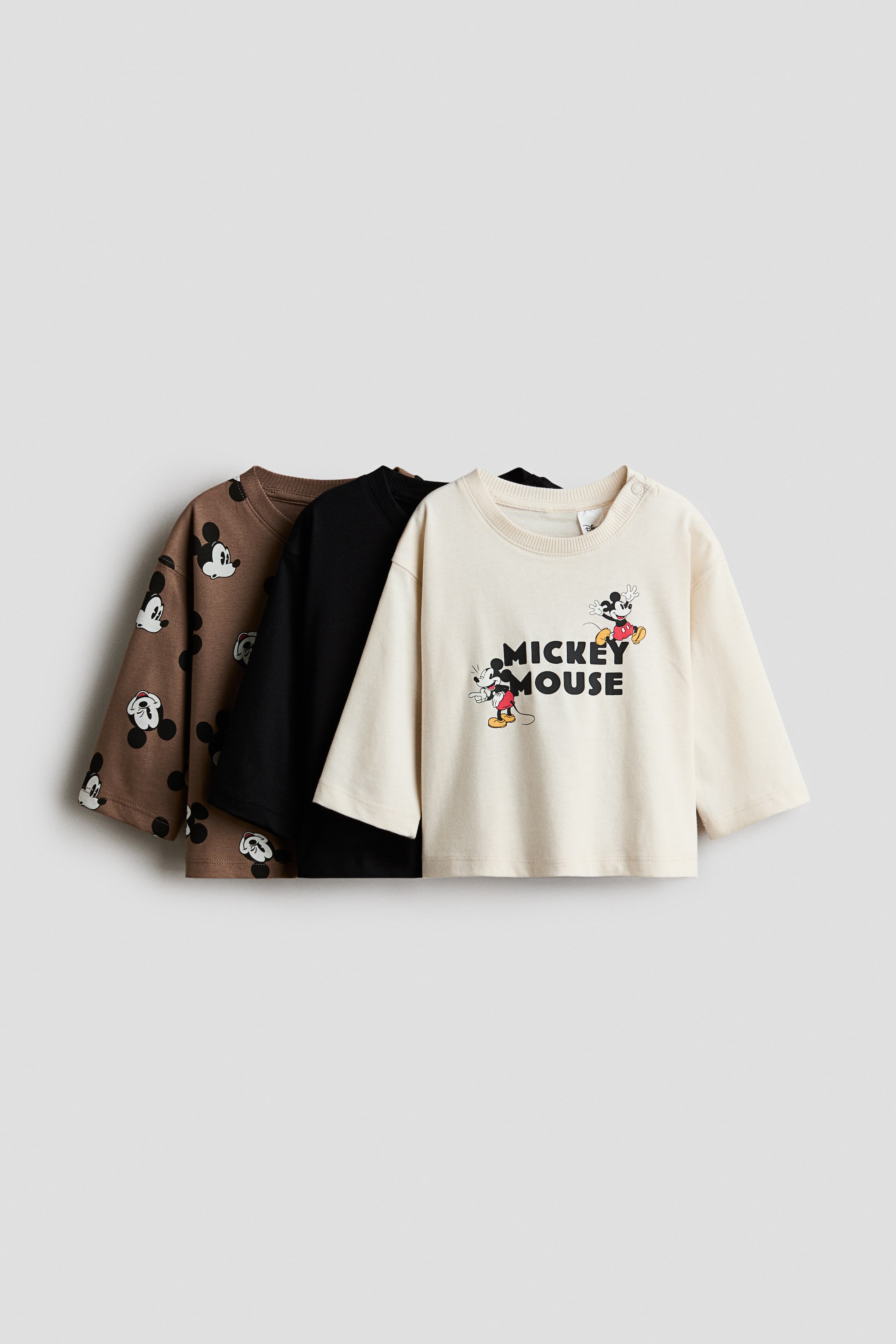 View larger image: 3-pack printed long-sleeved T-shirts - Brown/Mickey Mouse - Kids | H&M 1