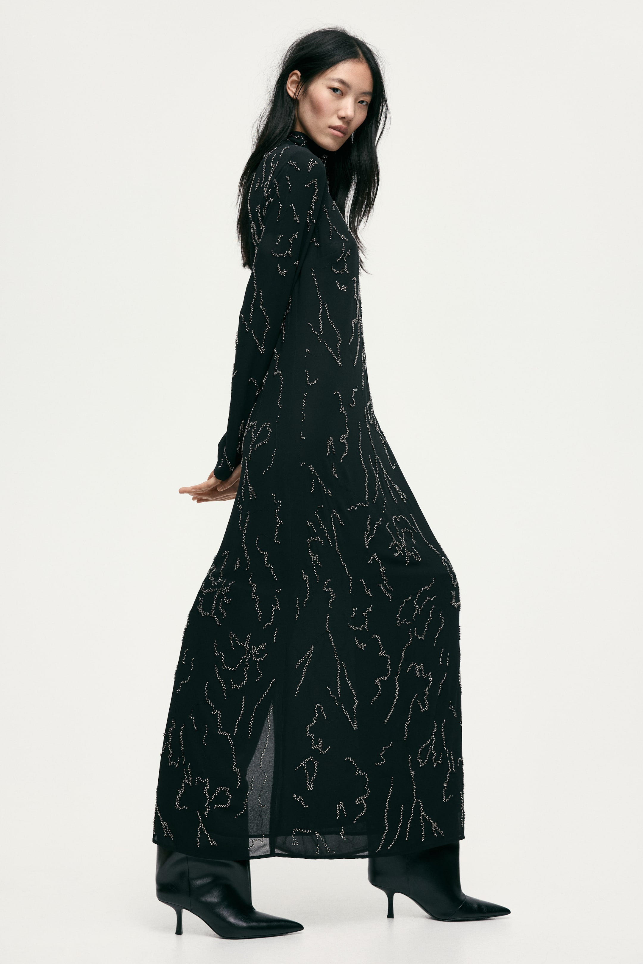 View larger image: Bead-embellished maxi dress - Black - Ladies | H&M US 3