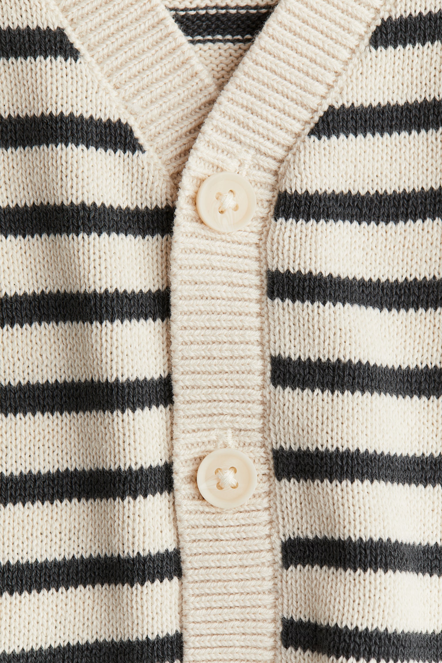 Waffle-knit cardigan - Cream/Blue striped/Light grey marl/Navy blue - 2