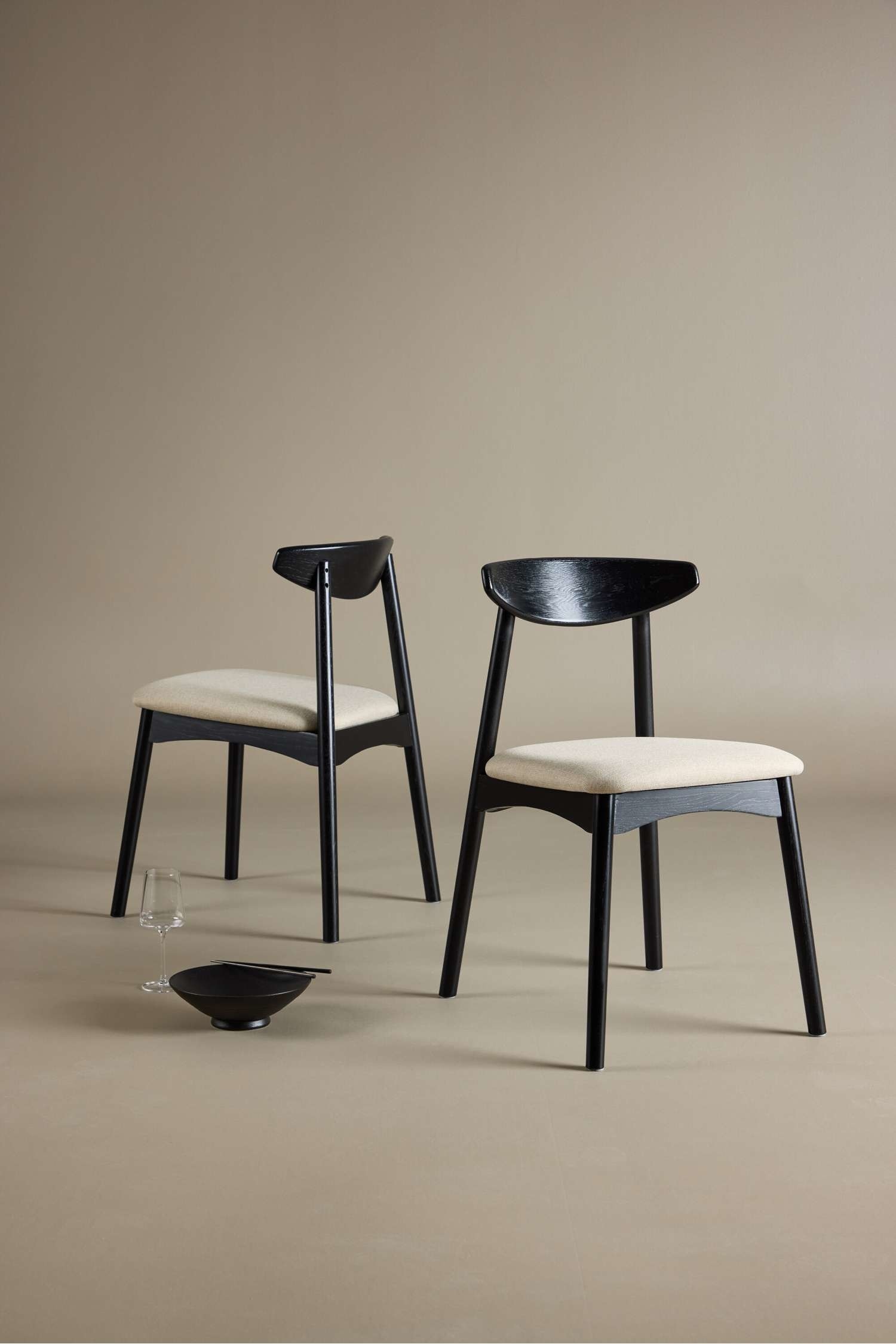 Chaise De Salle À Manger Ven, Lot De 2 - Chêne, Noir/Chêne, Blanchi À La Chaux