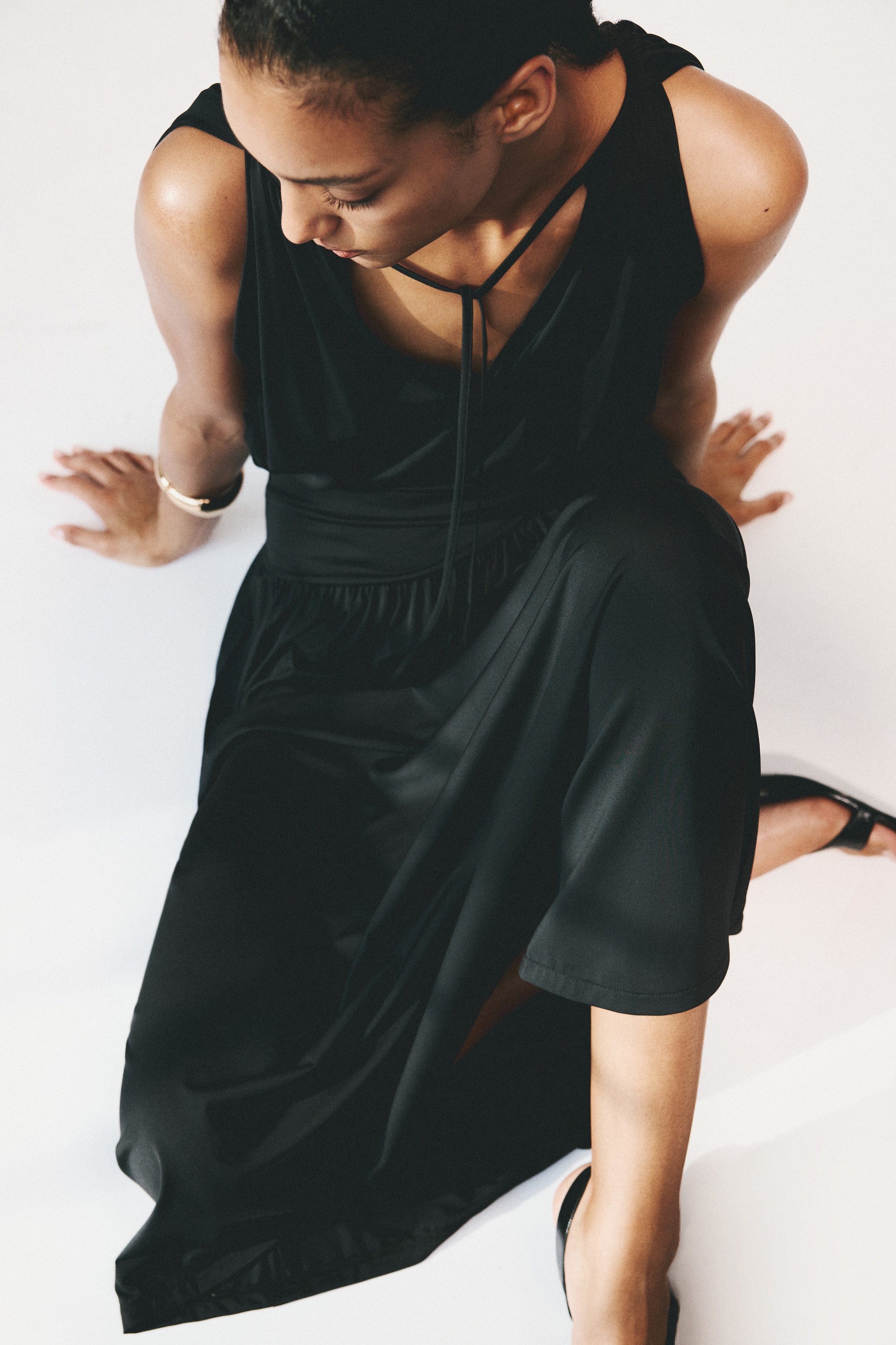 Ladies - Black Cape-Detail Jersey Dress - Size: XS - H&M