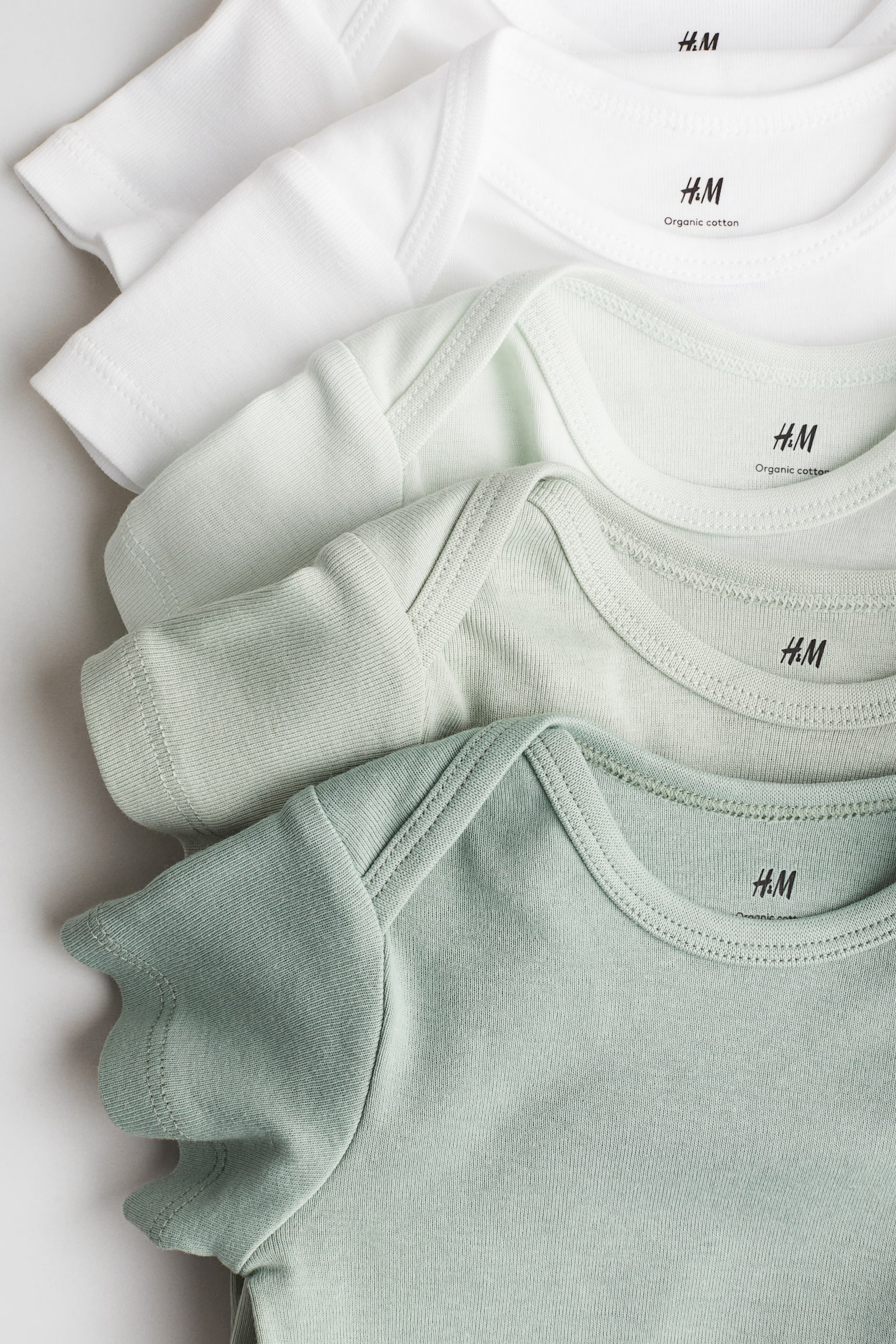 5-pack cotton bodysuits - Green/Light green/Light pink/Light grey marl/Dark beige/Light beige/Dark grey/Light grey marl/Blue/White/Blue/White - 2