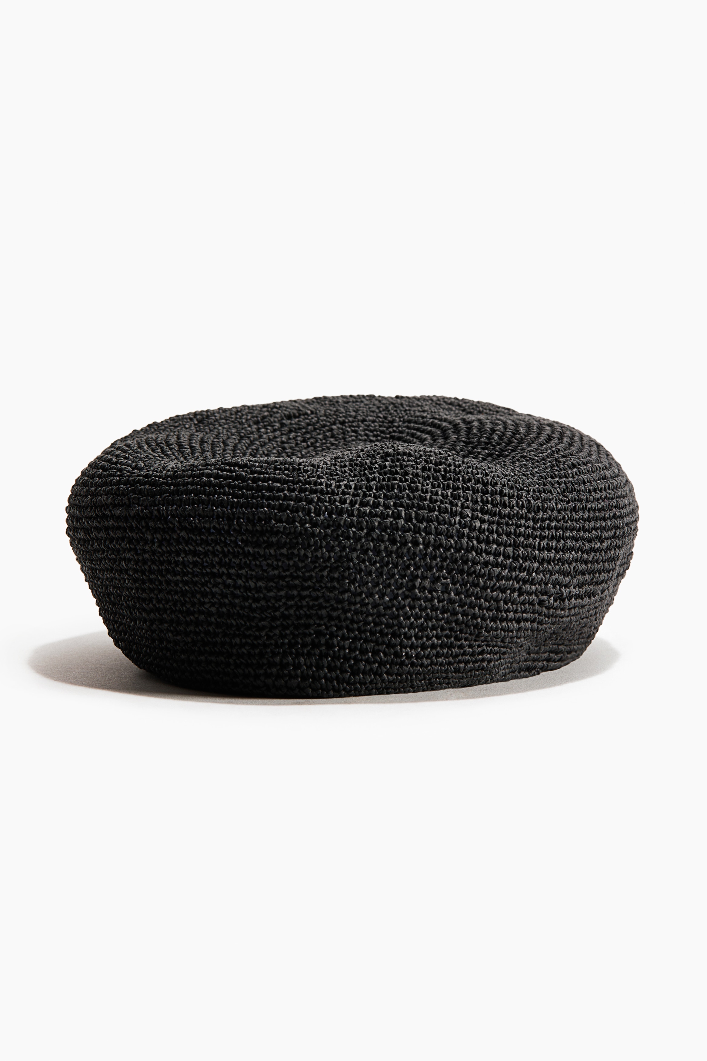 Straw beret - Black/Dark beige