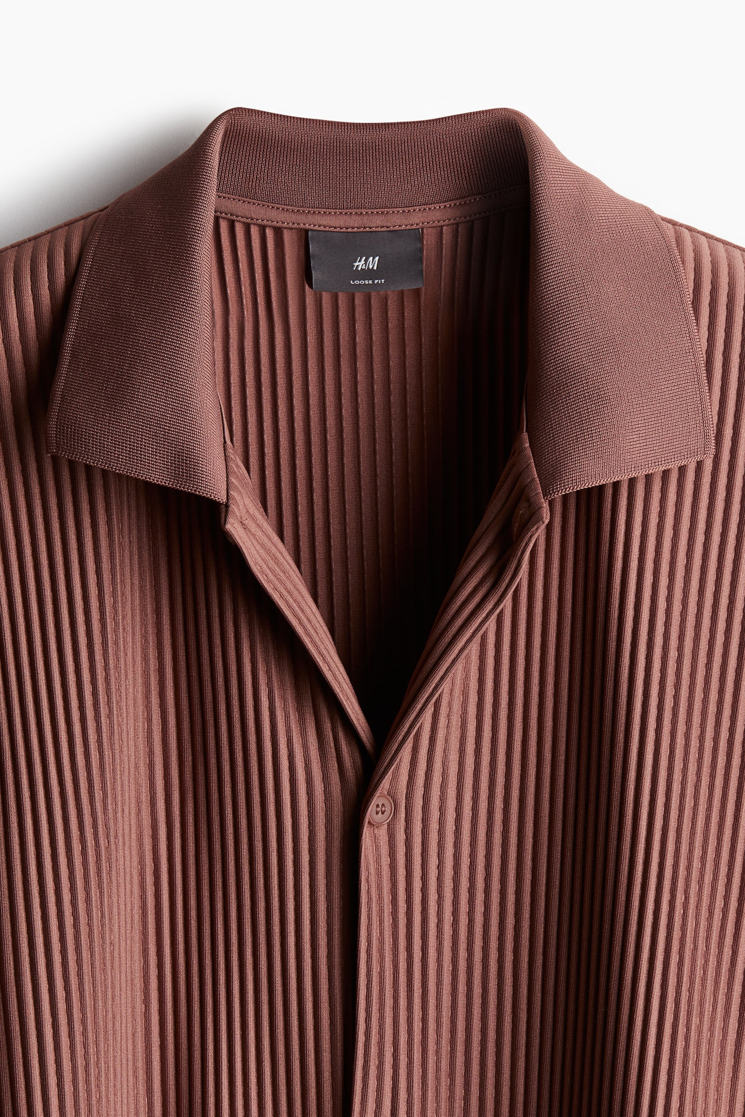 Loose Fit Pleated Shirt - Brick red/Light beige/Black - 7