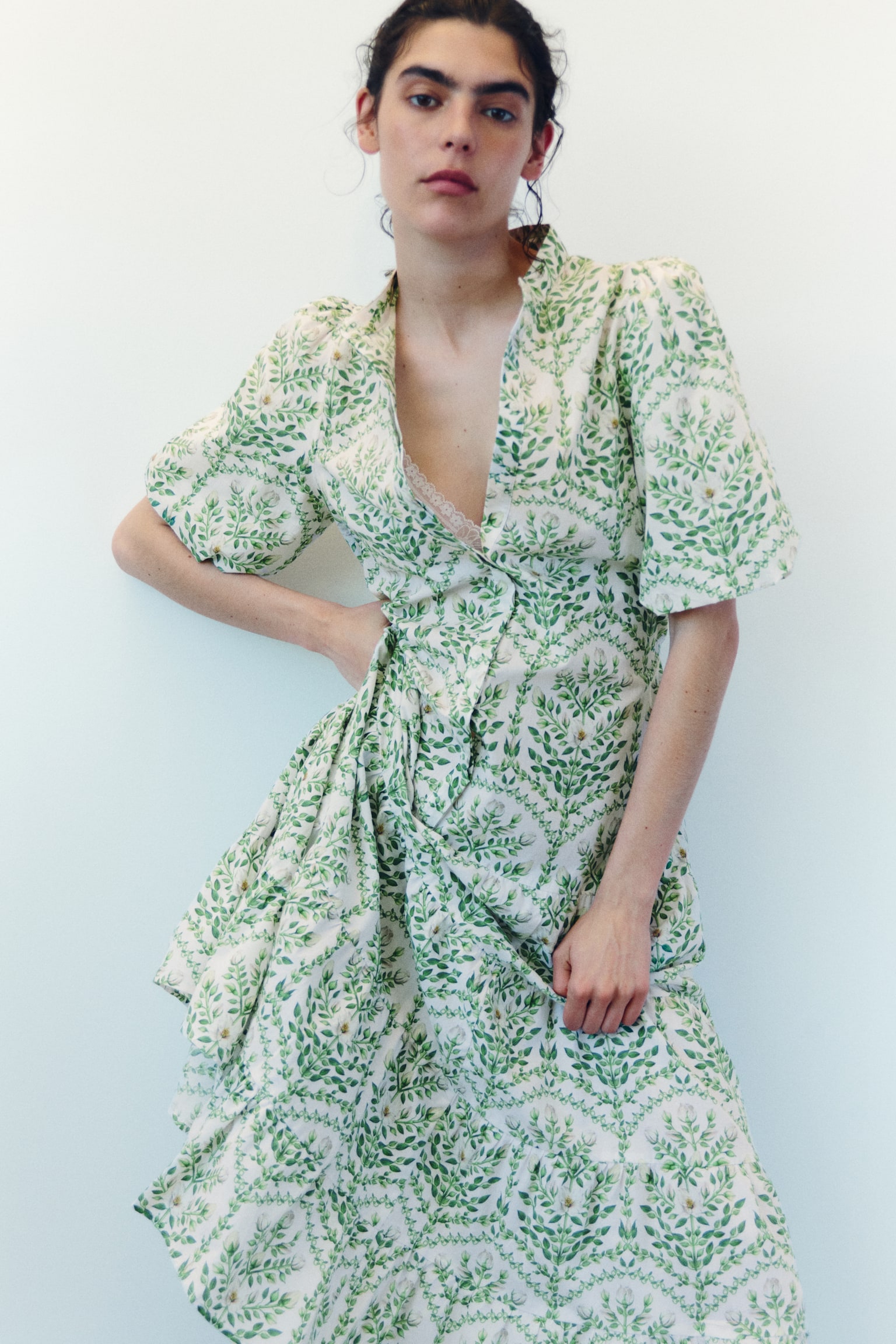 Long cotton dress - White/Floral/Black/Floral/Blue/Paisley pattern/White/Patterned/Green/Floral/White/Floral - 5