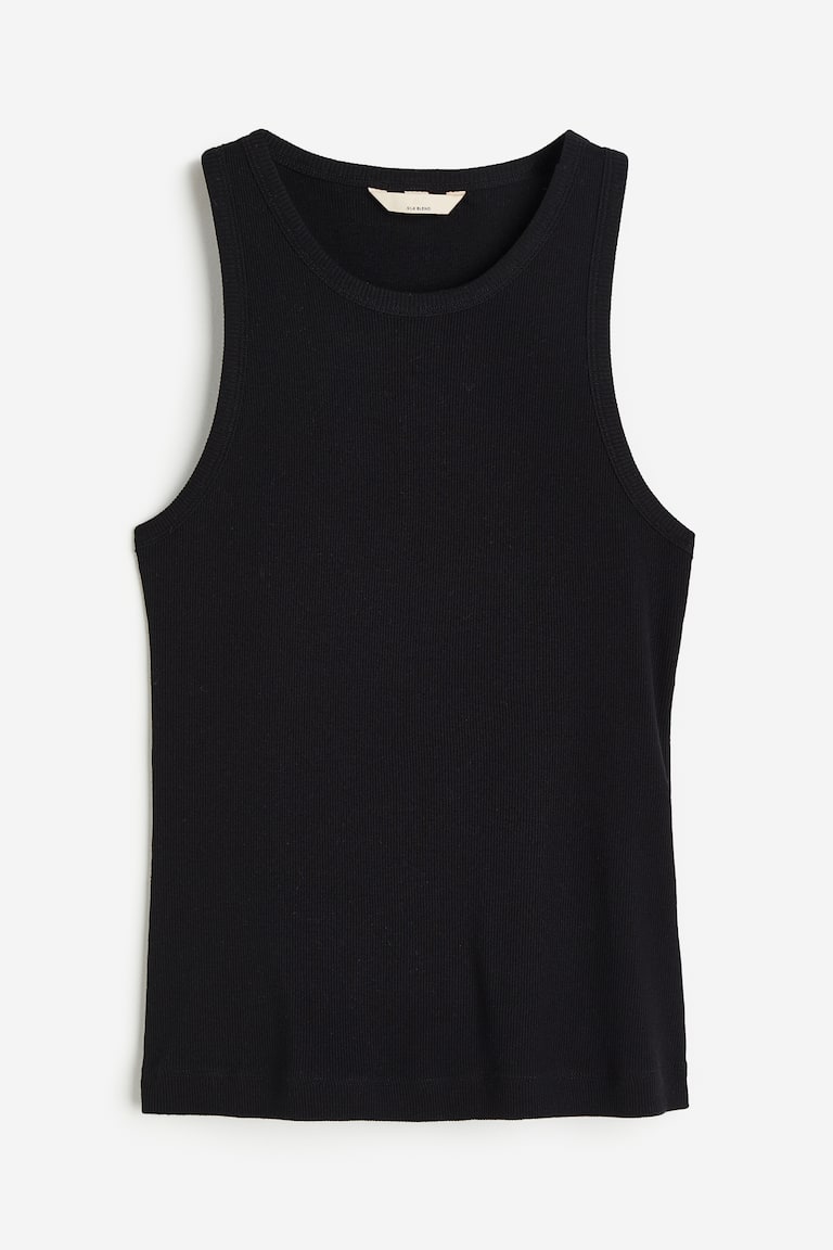 Silk-blend vest top Black Ladies H&M IN