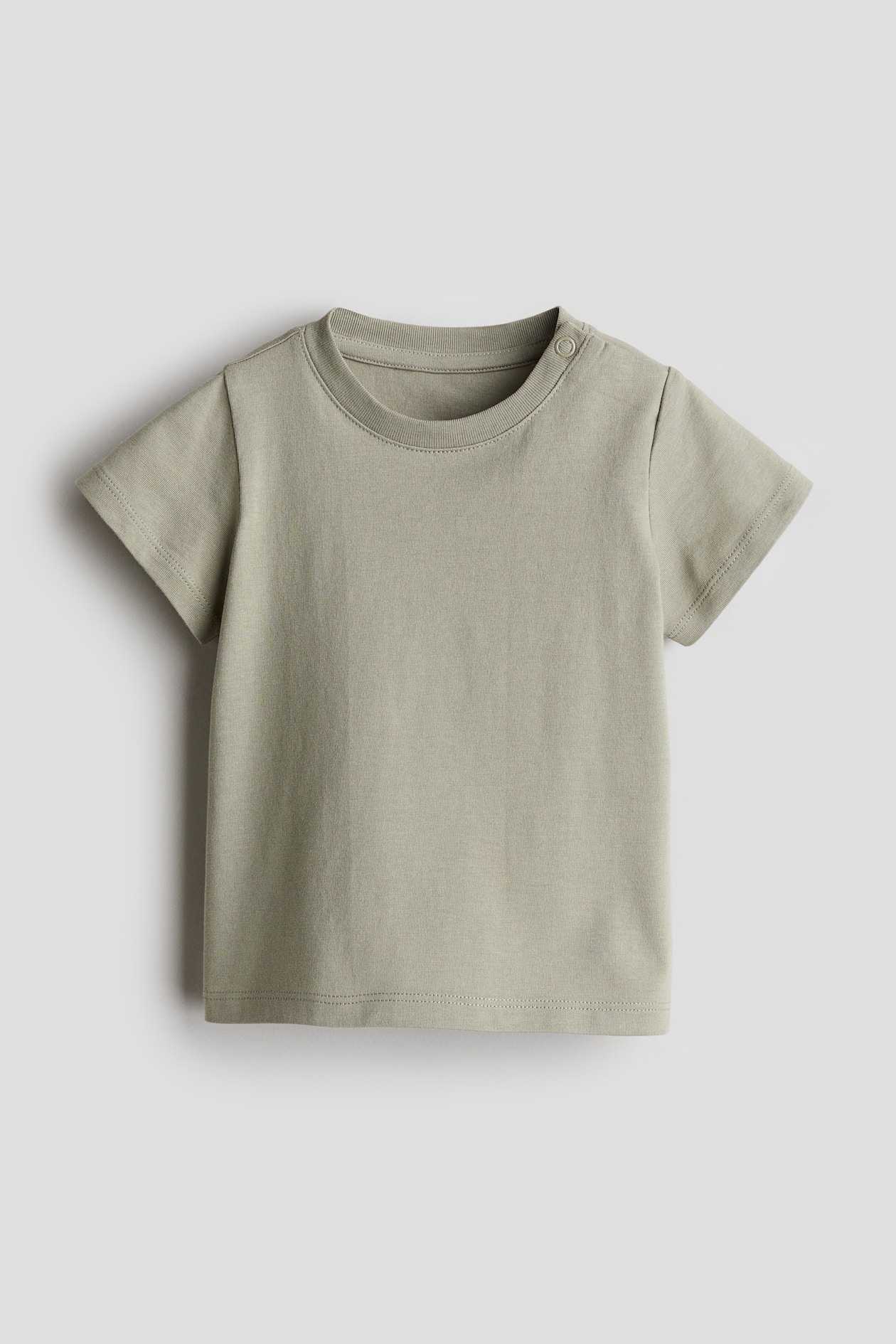 Cotton jersey T-shirt - Round neck - Short sleeve - Khaki green - Kids ...