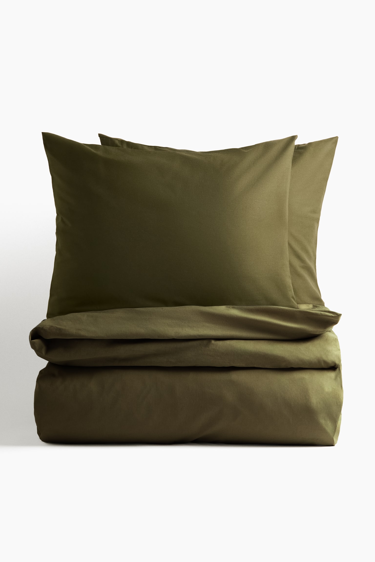 Cotton double/king duvet cover set - Dark green/Dark brown/Brown/Sage green/Olive green/Orange/Dark green/Light beige/Light pink/Light khaki green/White/Dark dusty pink/Greige/Light yellow/Dark red - 1
