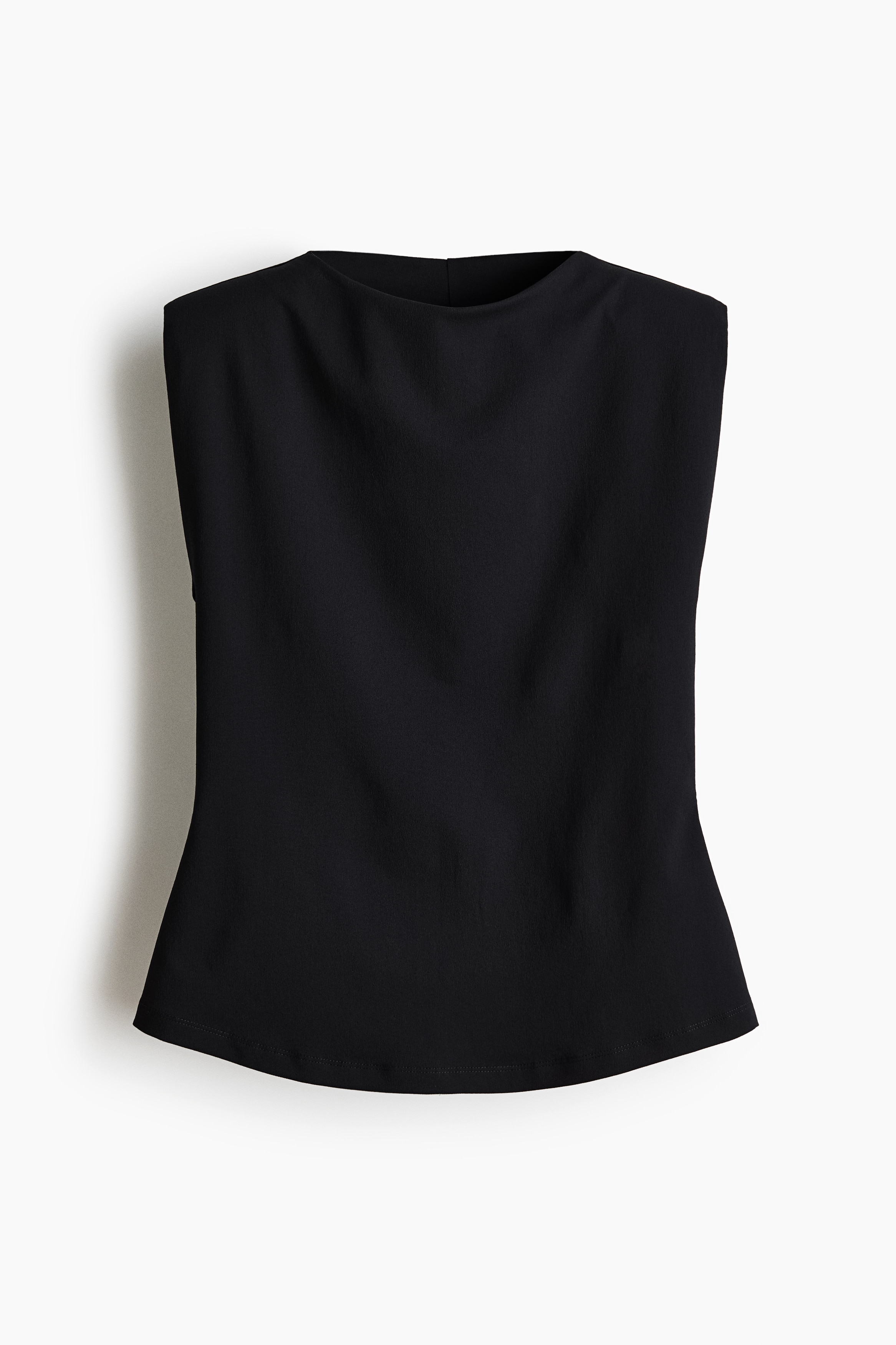 Top smanicato con scollo drappeggiato - Nero