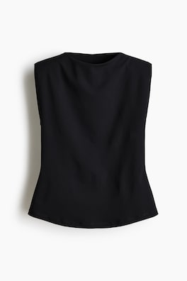 Ärmlös topp med draperad ringning