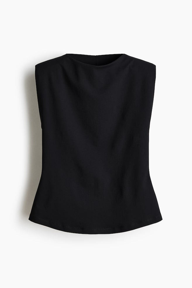 Sleeveless cowl-neck top - Black - 1