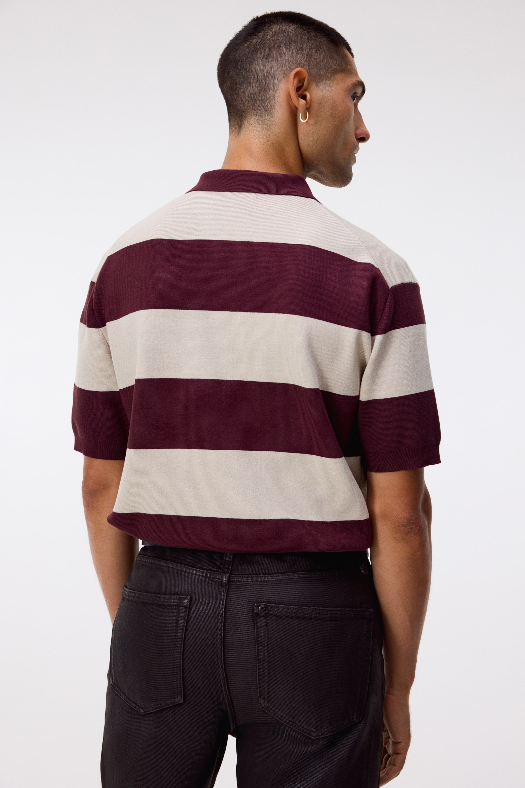 View larger image: Regular Fit Polo shirt - Burgundy/Striped - Men | H&M IN 4
