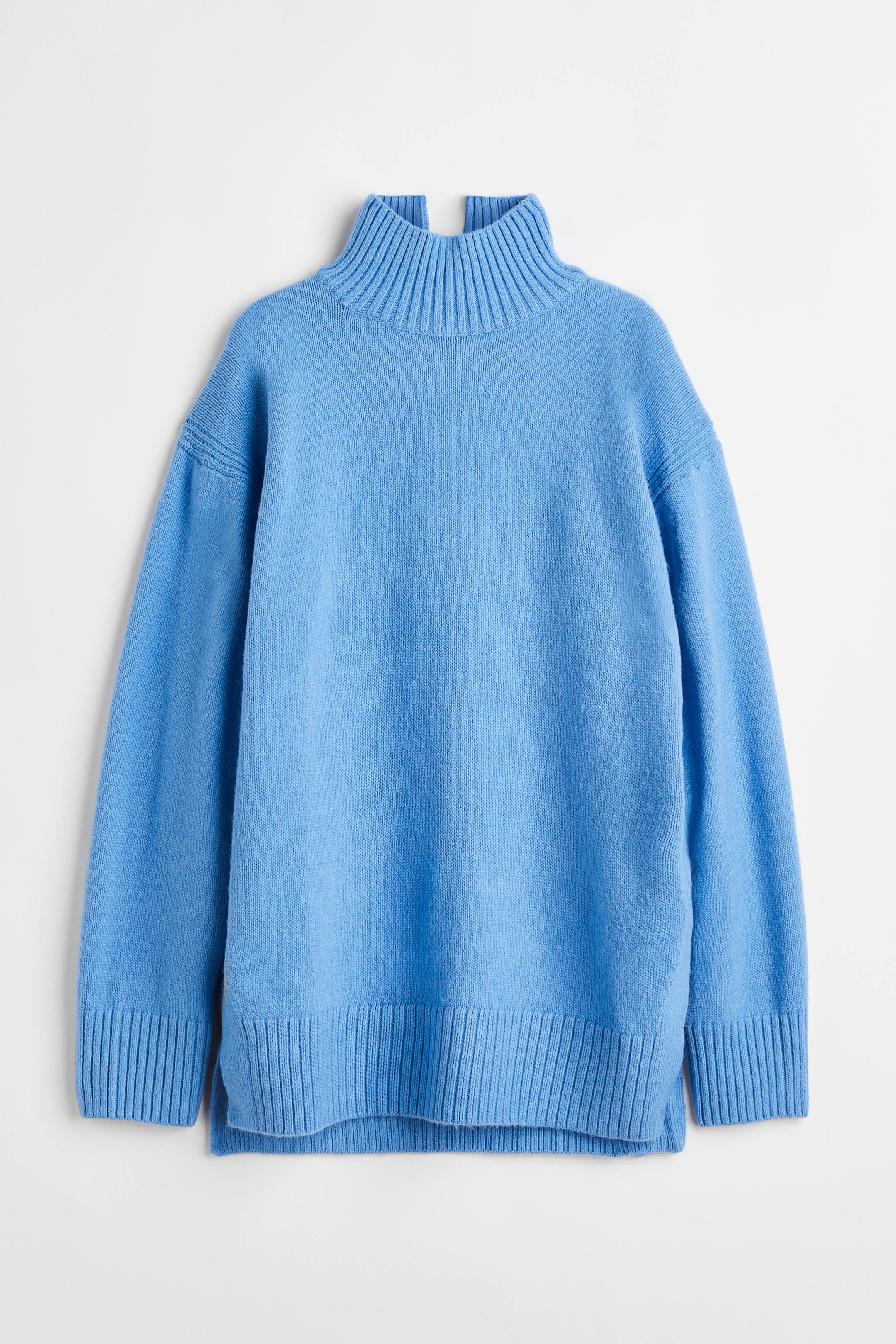 View larger image: Oversized polo-neck jumper - Blue - Ladies | H&M 1