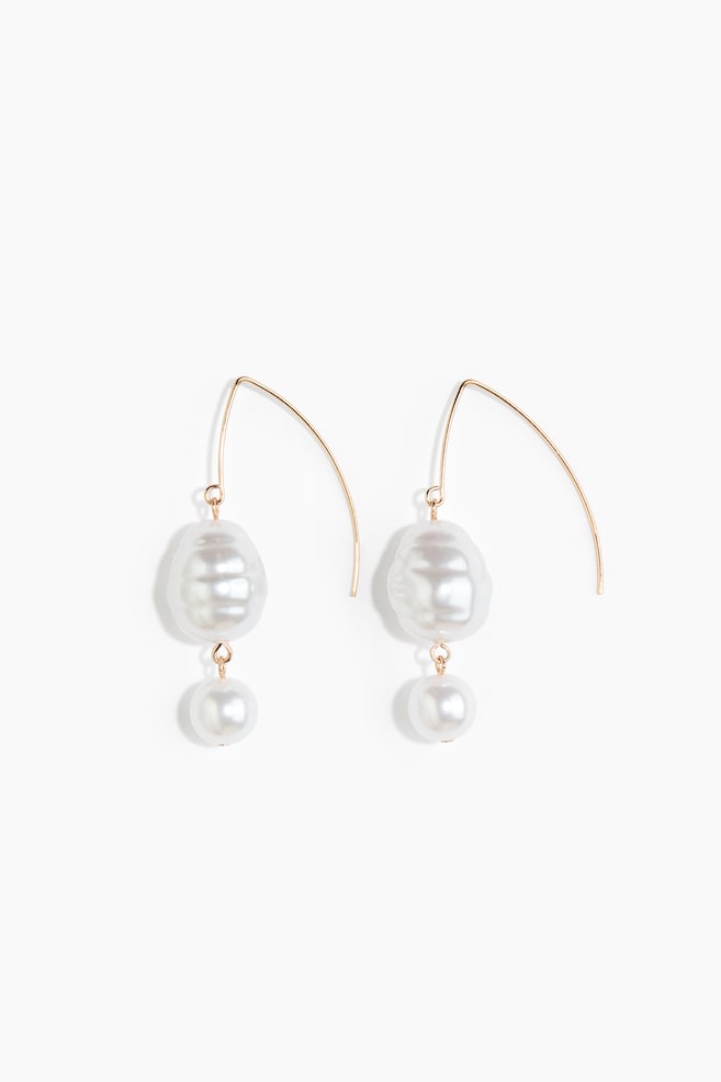 Brincos de pendente - Dourado/Branco - 1