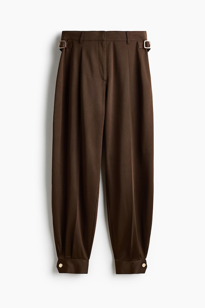 Buckle-detail balloon trousers - Dark mole/Black - 1