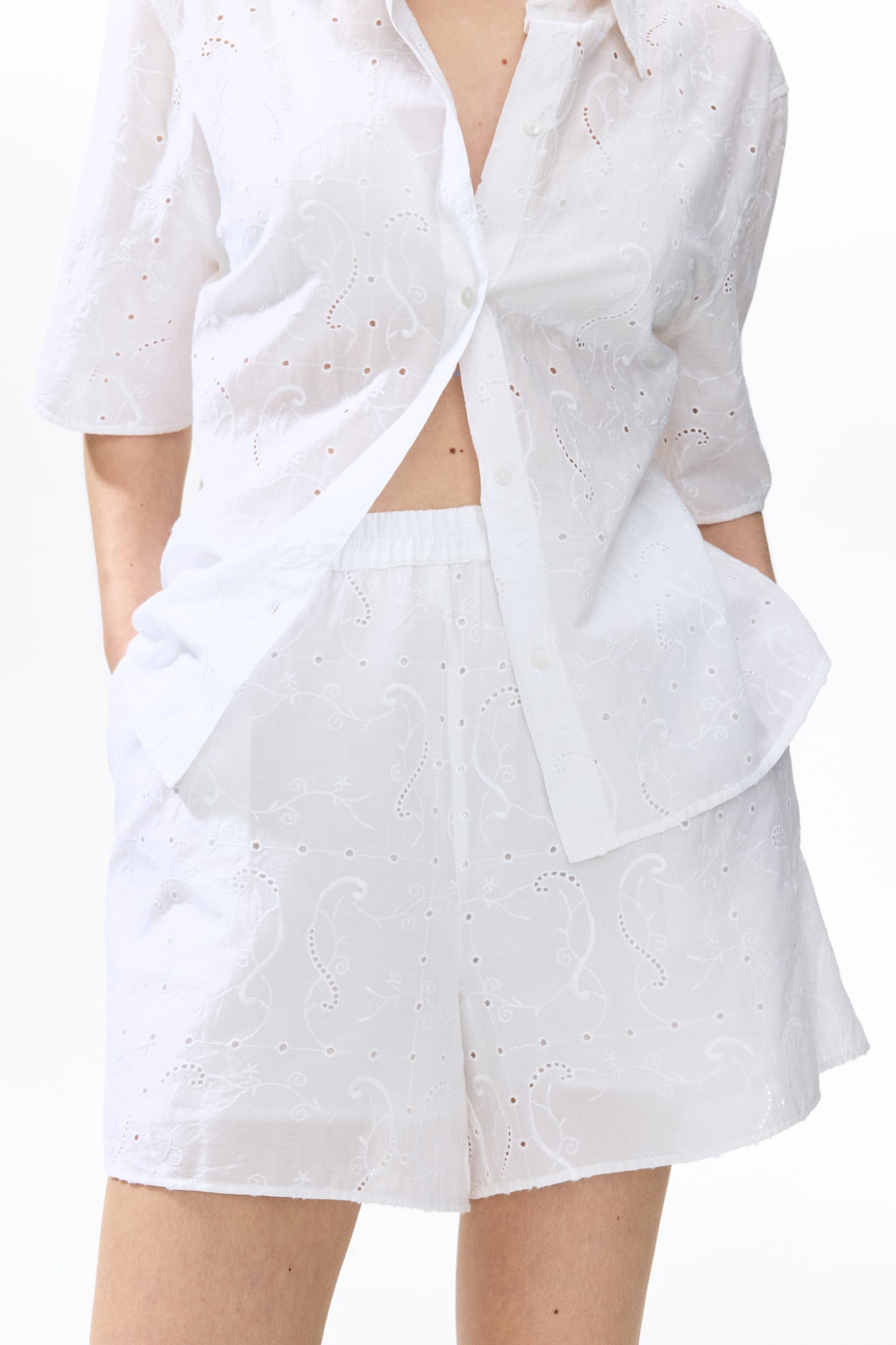 Eyelet-Embroidered Cotton Shorts - image 5
