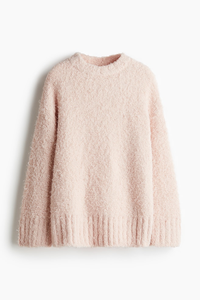 Pullover in maglia pelosa - Rosa polvere chiaro - 1