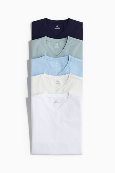 5er-Pack T-Shirts mit V-Ausschnitt in Slim Fit - V-Ausschnitt  