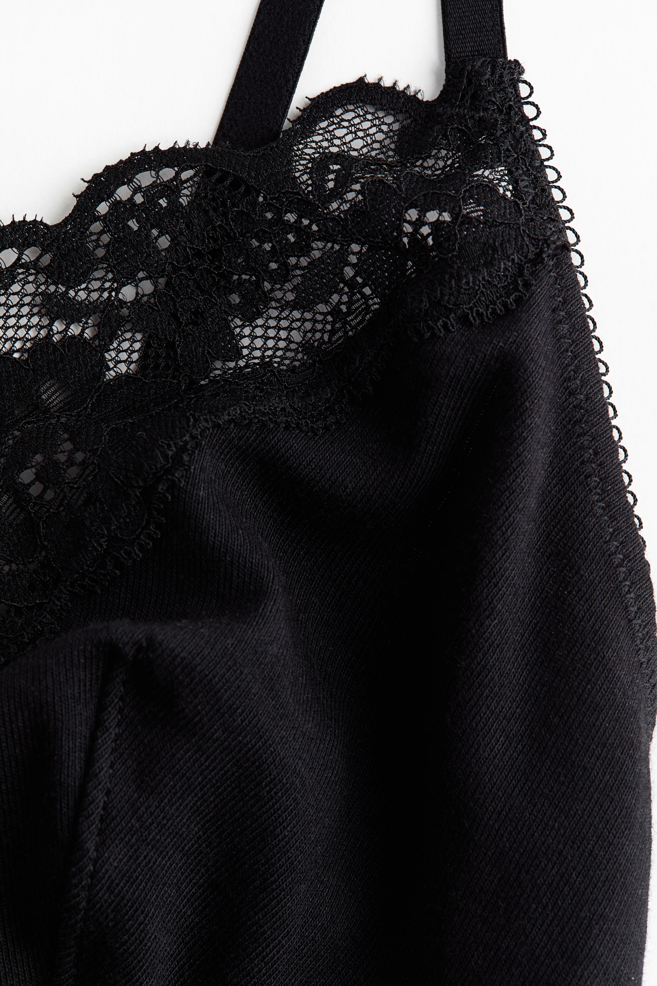 Lace-Trimmed Cotton Bralette