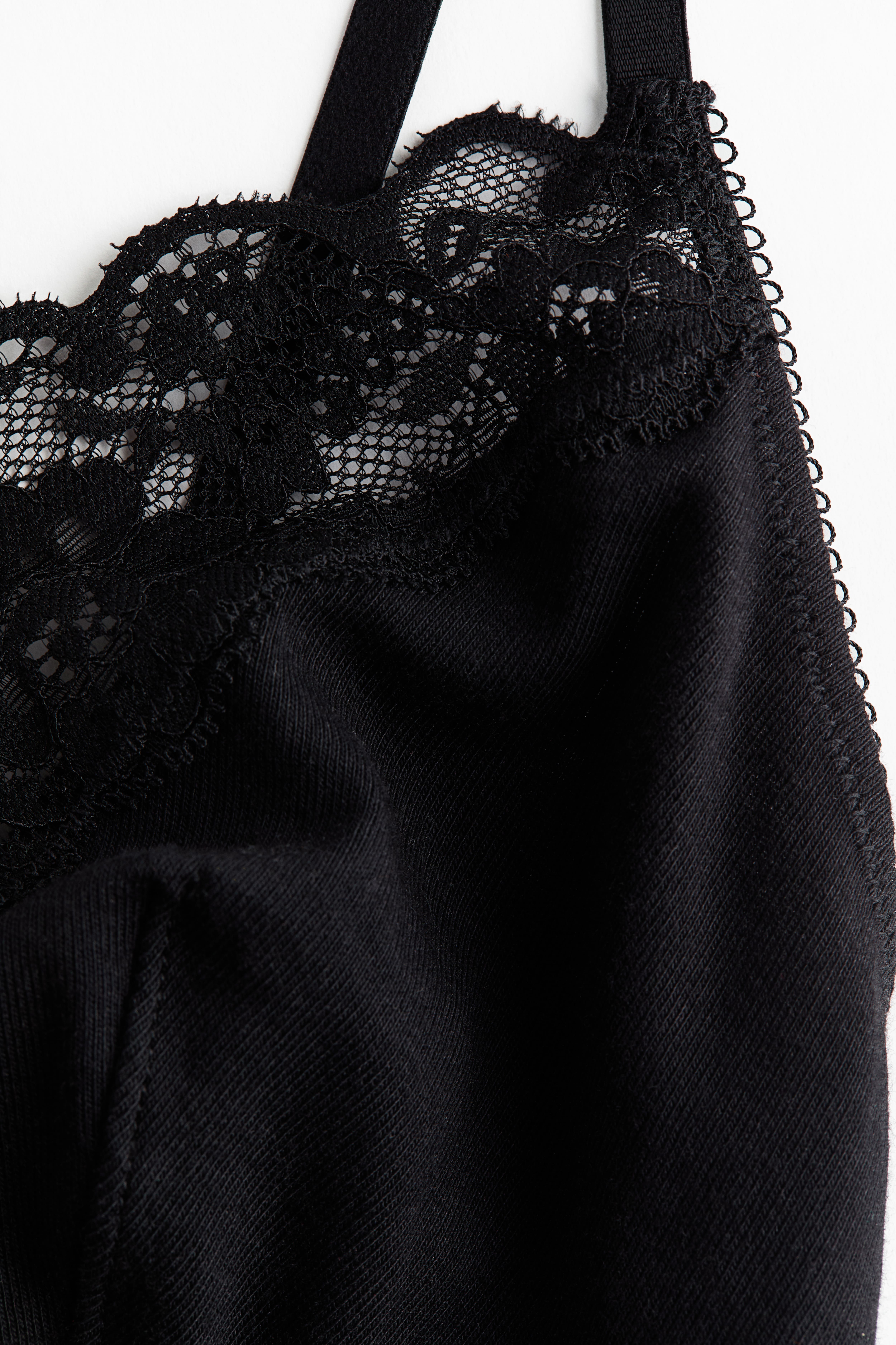 Lace-Trimmed Cotton Bralette