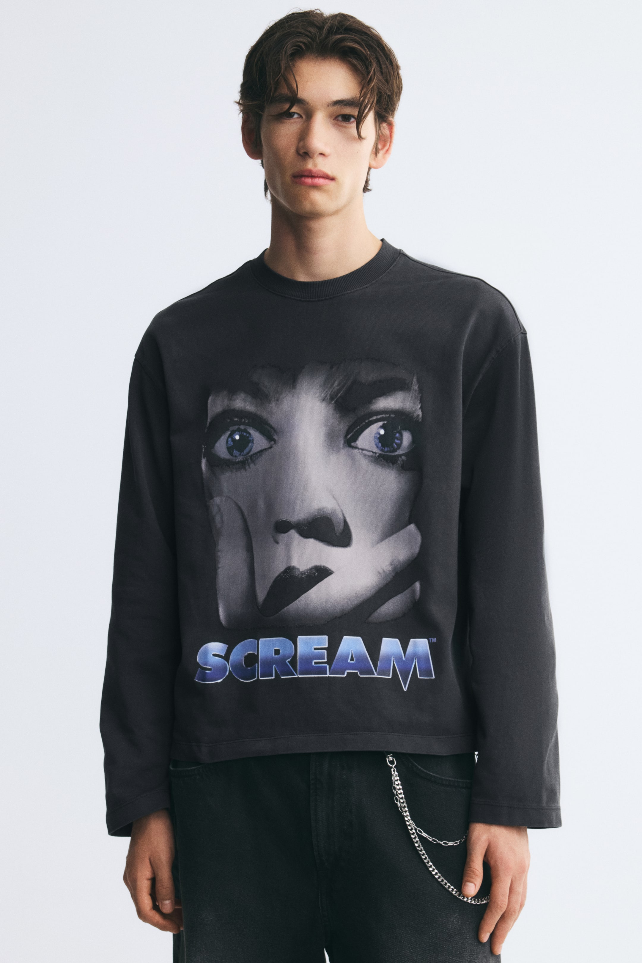View larger image: Regular Fit Boxy printed cotton T-shirt - Black/Scream - Men | H&M 1
