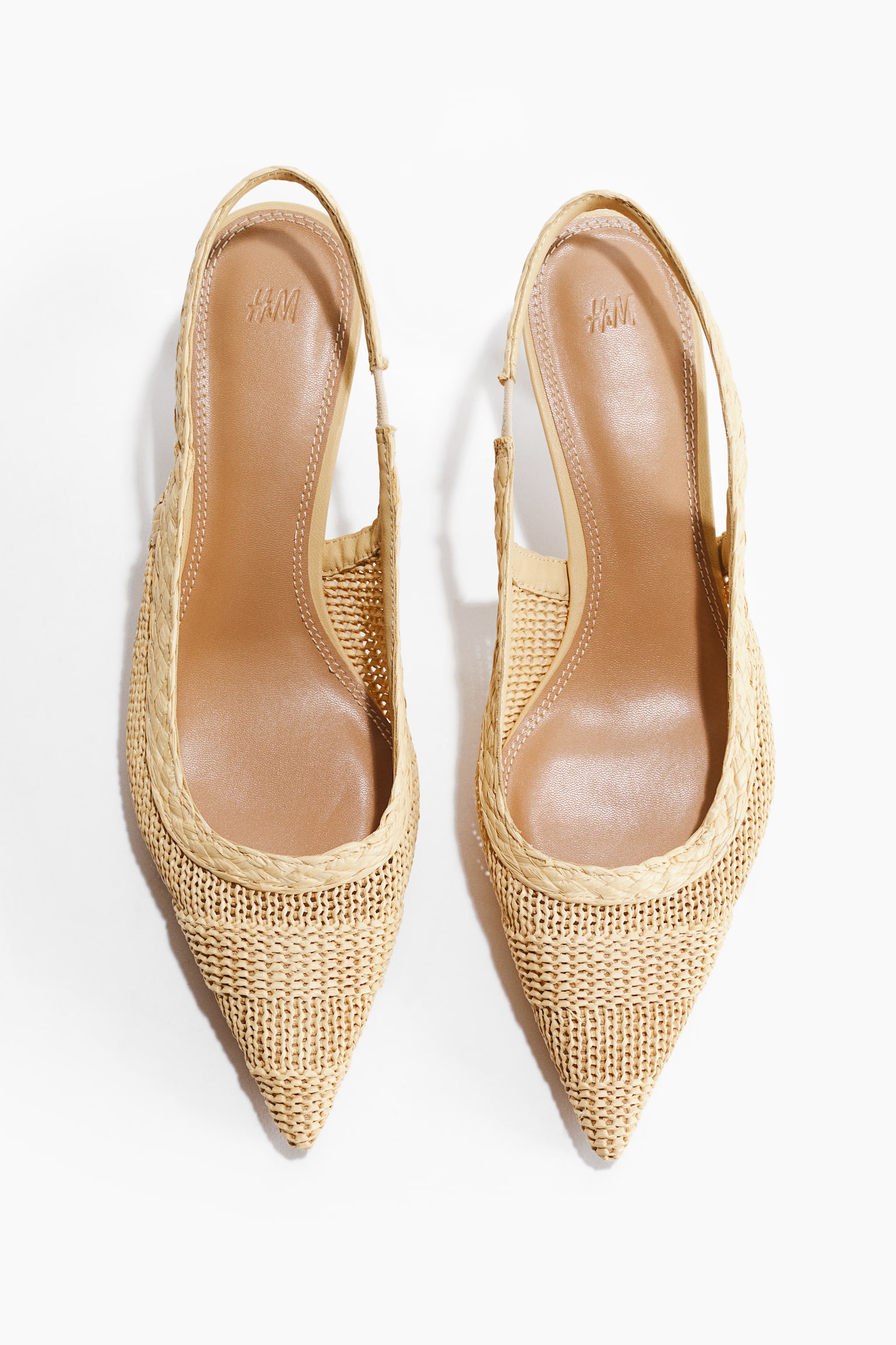 Kitten-heeled straw slingbacks - 3