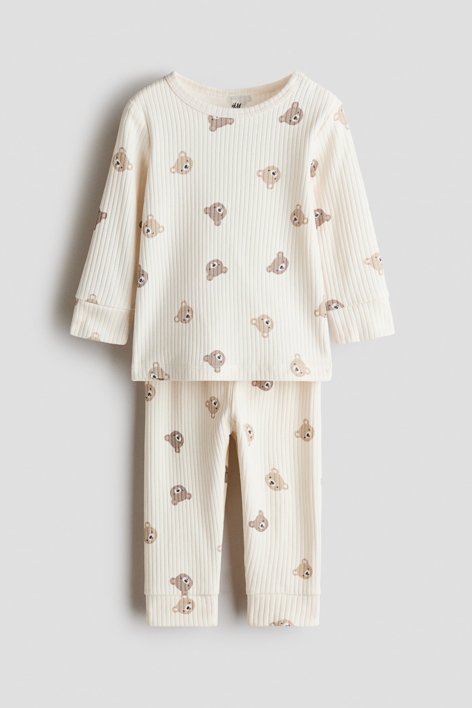 2-piece printed cotton set - Cream/Bears/Light green/Dinosaurs