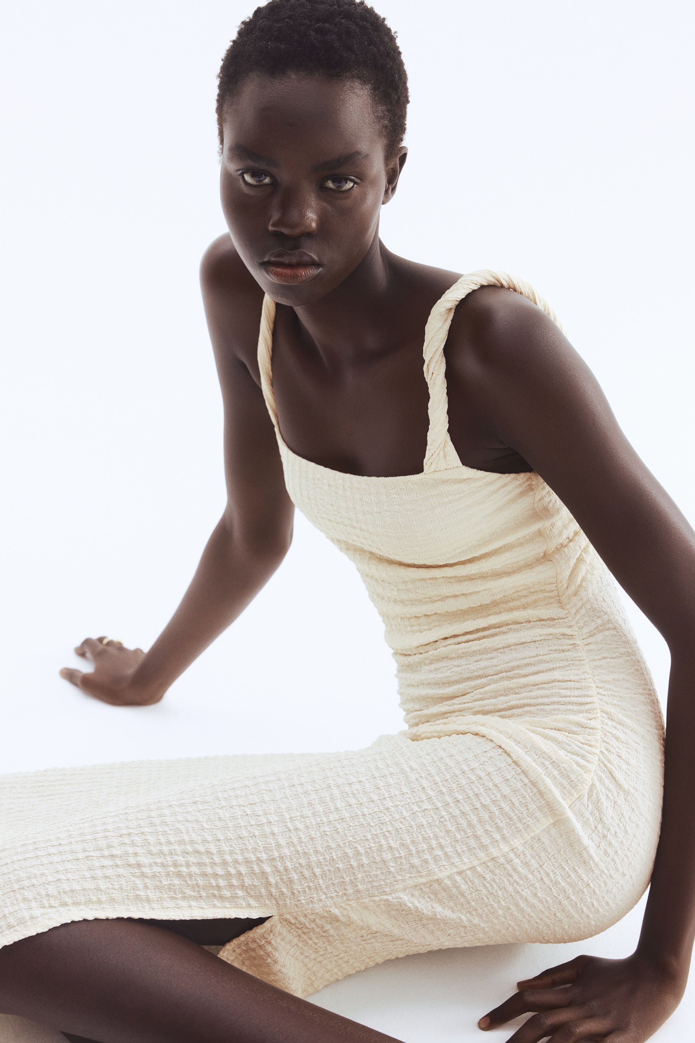 Textured jersey midi dress