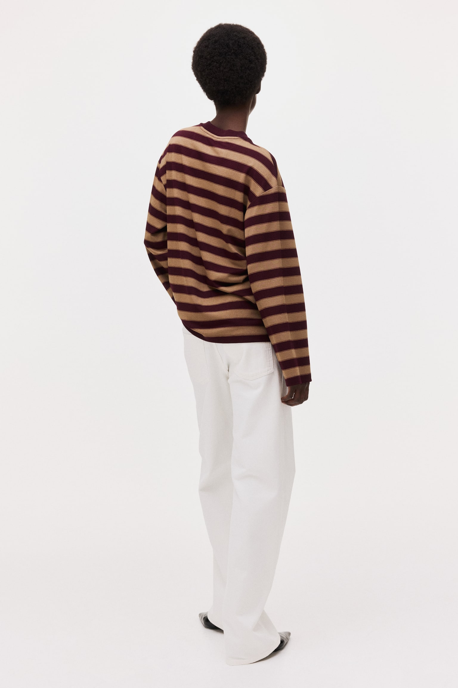 Pocket-detail top - Burgundy/Striped/Navy blue/Striped - 5