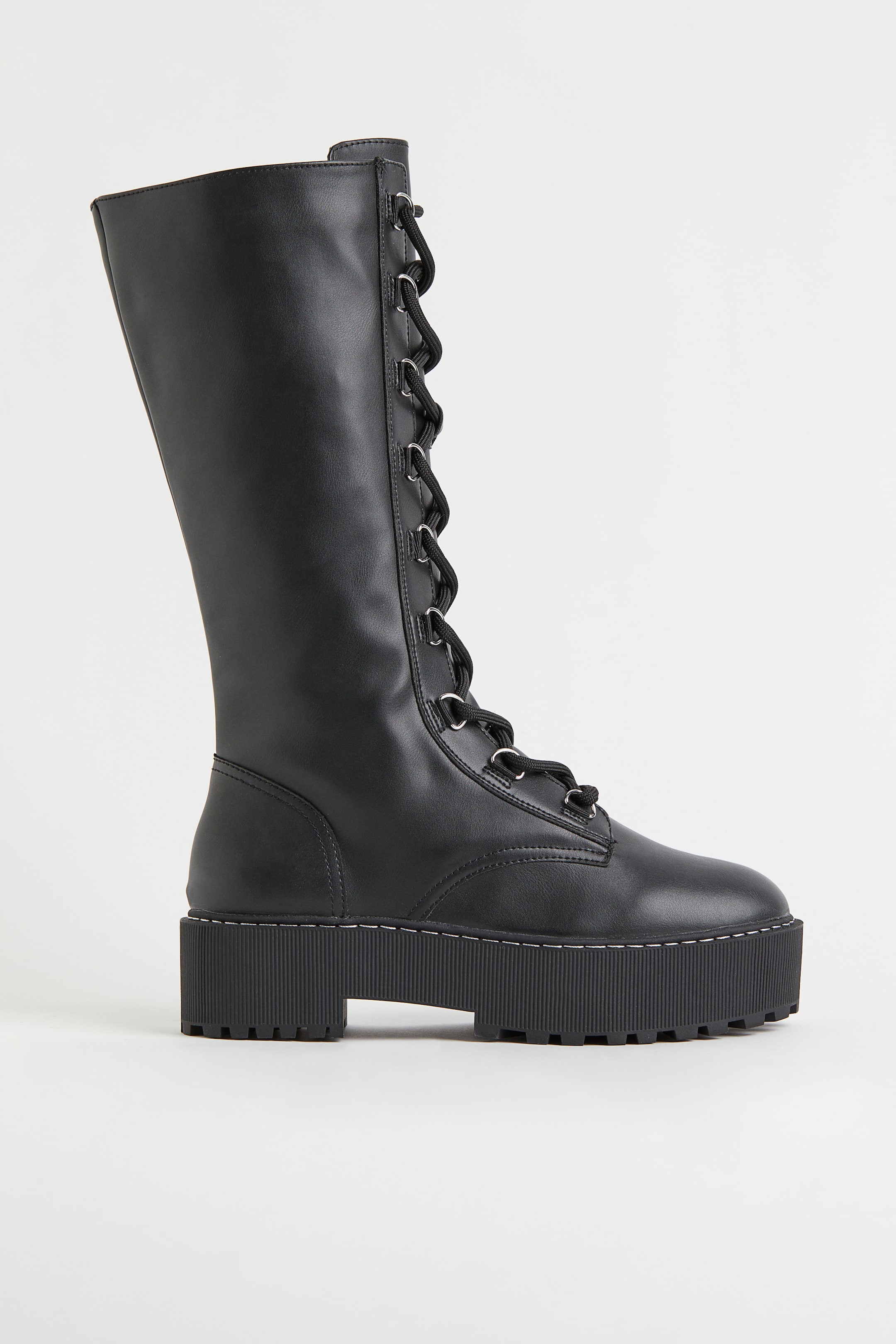 Chunky støvler med langt skaft Uden hæl - Sort DAME | H&M