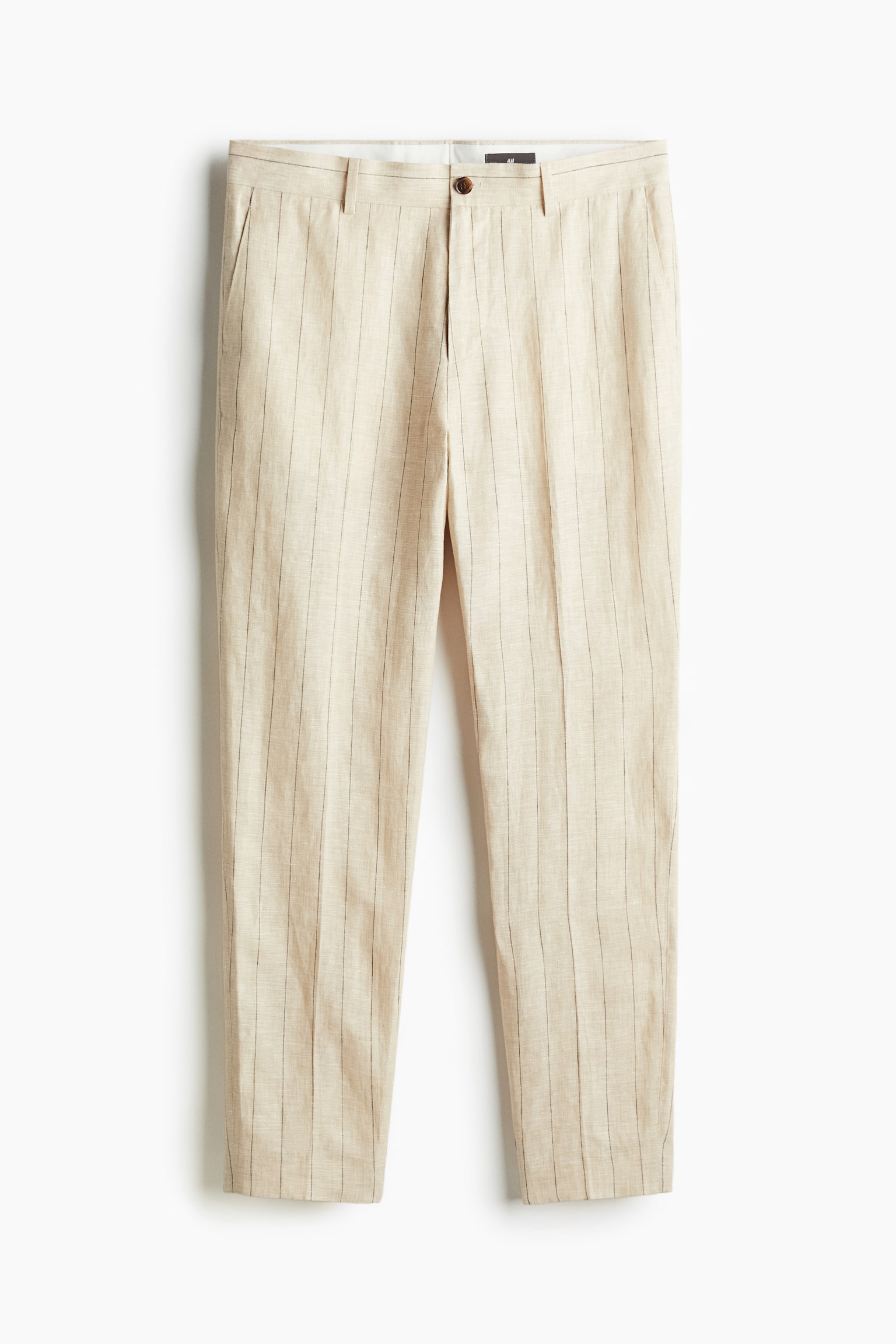 Regular Fit Linen suit trousers - Beige/Pinstriped - 1