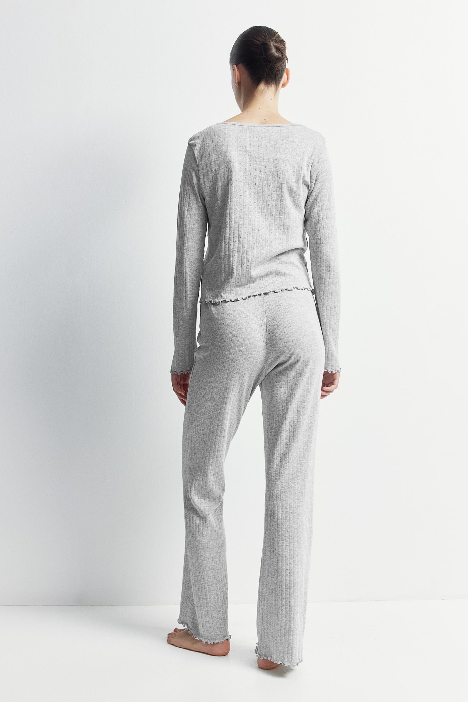 MAMA Pointelle jersey pyjamas - Light grey marl - 6