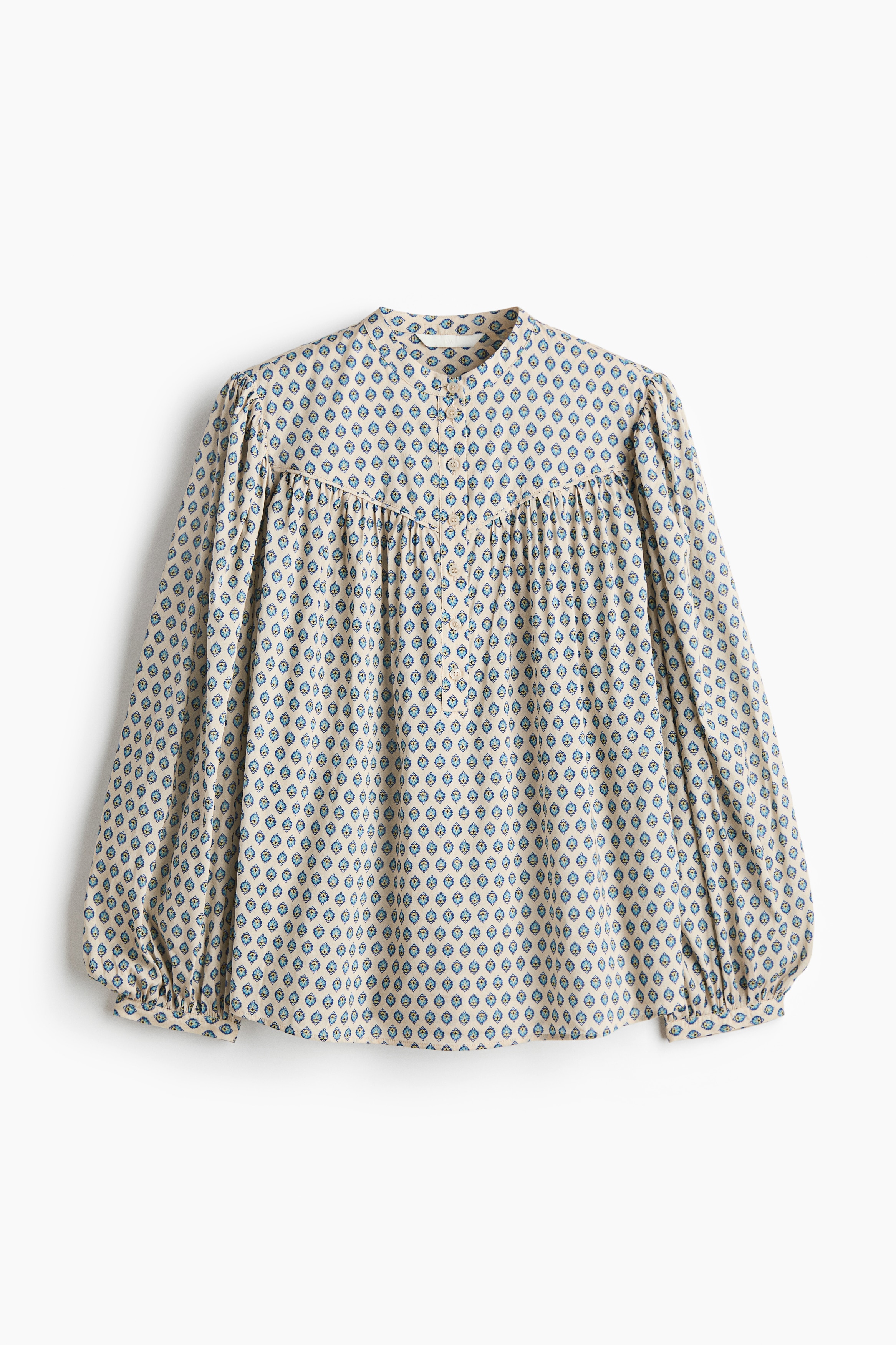 Oversized Blouse - Light beige/patterned/Blue/Dark rust brown