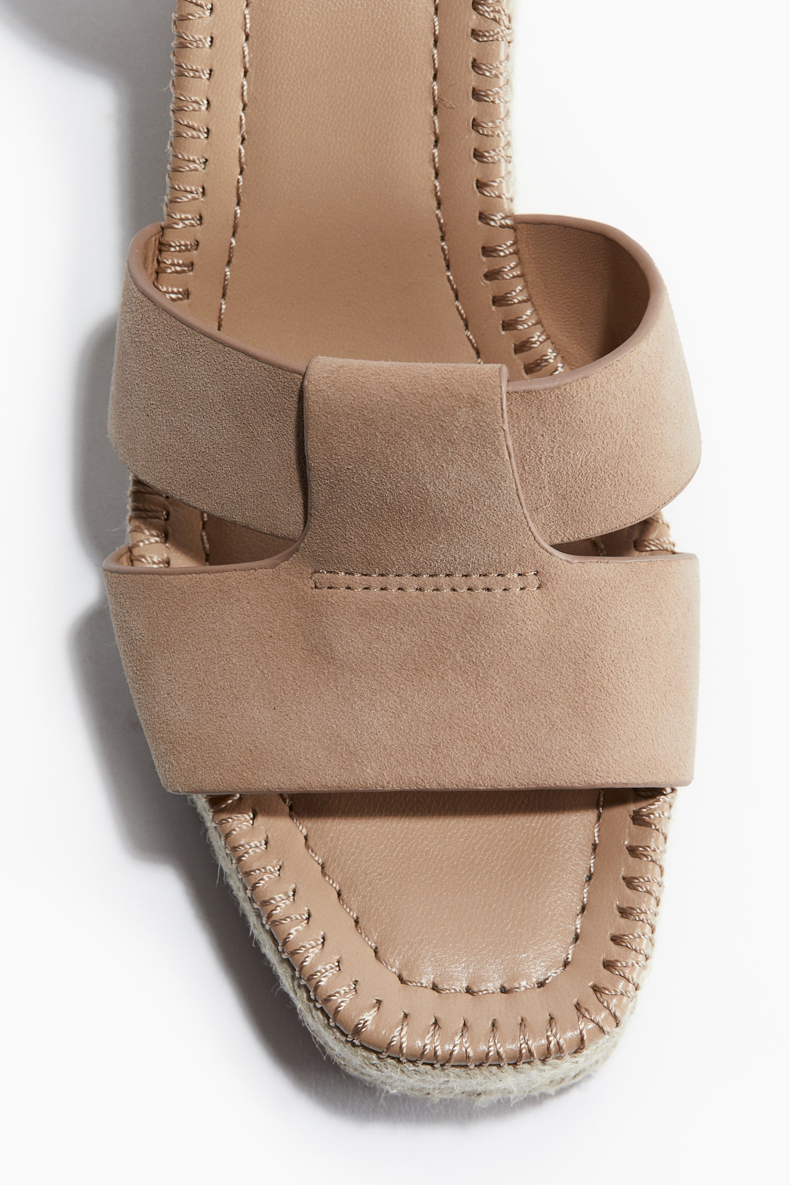 Wedge-heeled Suede Espadrilles - Beige - 2