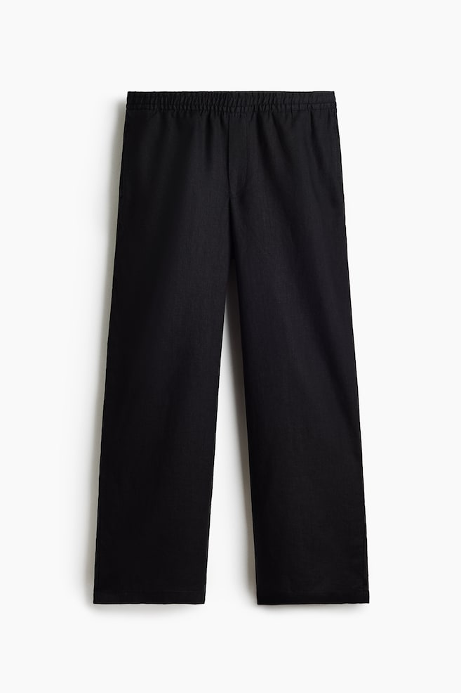 Loose-Fit Linen Pants - Black/Cream/Dusty blue/Light beige - 1