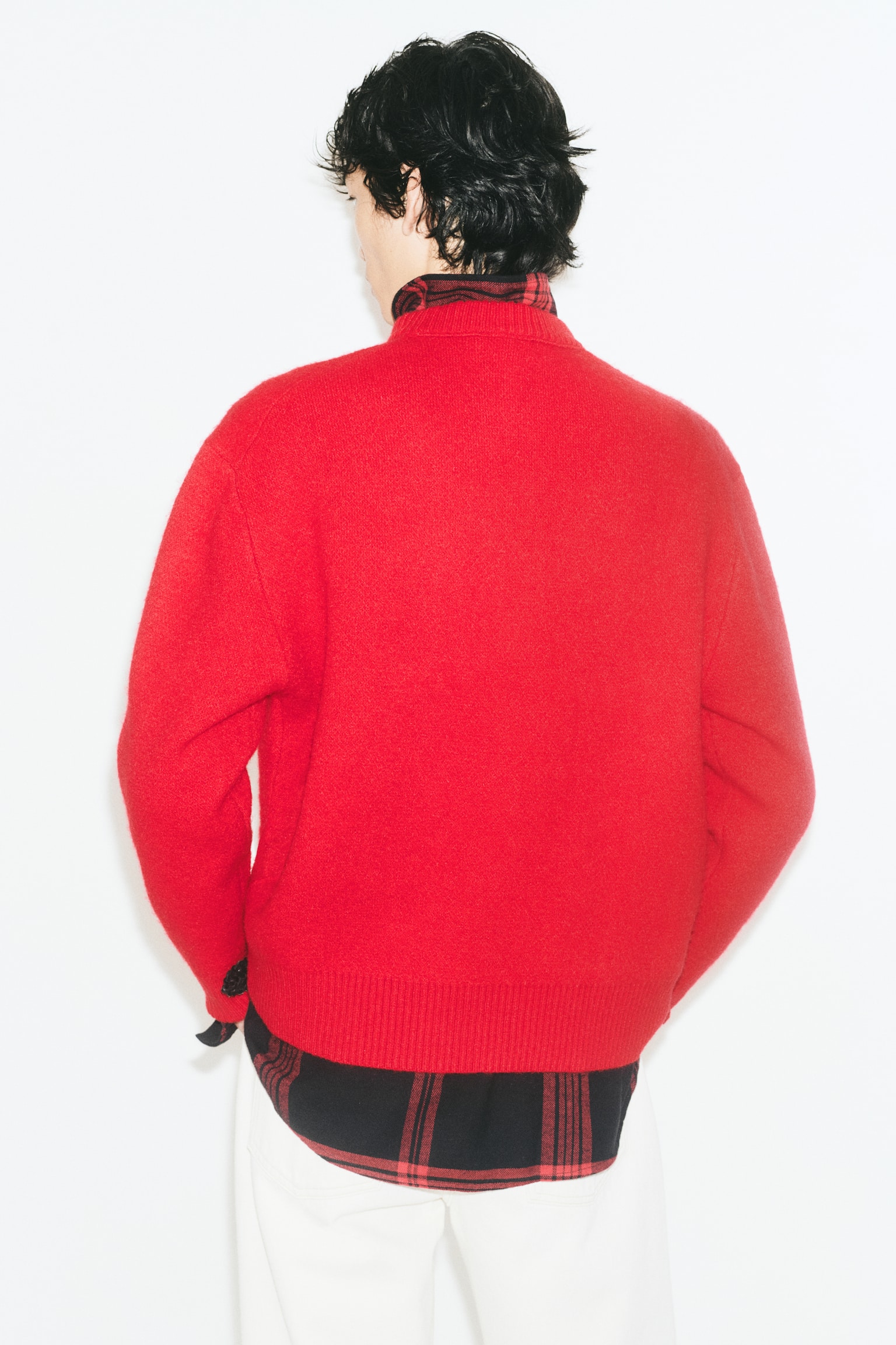Мужской свитер H&M Regular-Fit Brushed, цвет: Красный — фото 5
