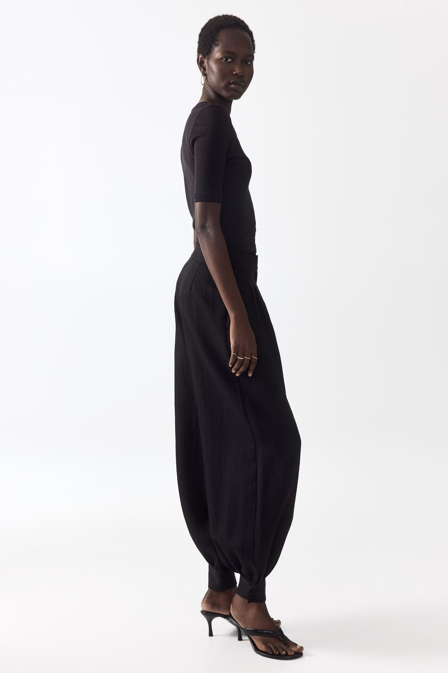 Женские брюки H&M Balloon-Leg Twill, цвет: Чёрный — фото 4