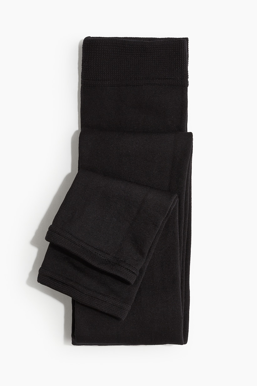 Fleece leggings - Regular waist - Long - Black - Ladies | H&M GB