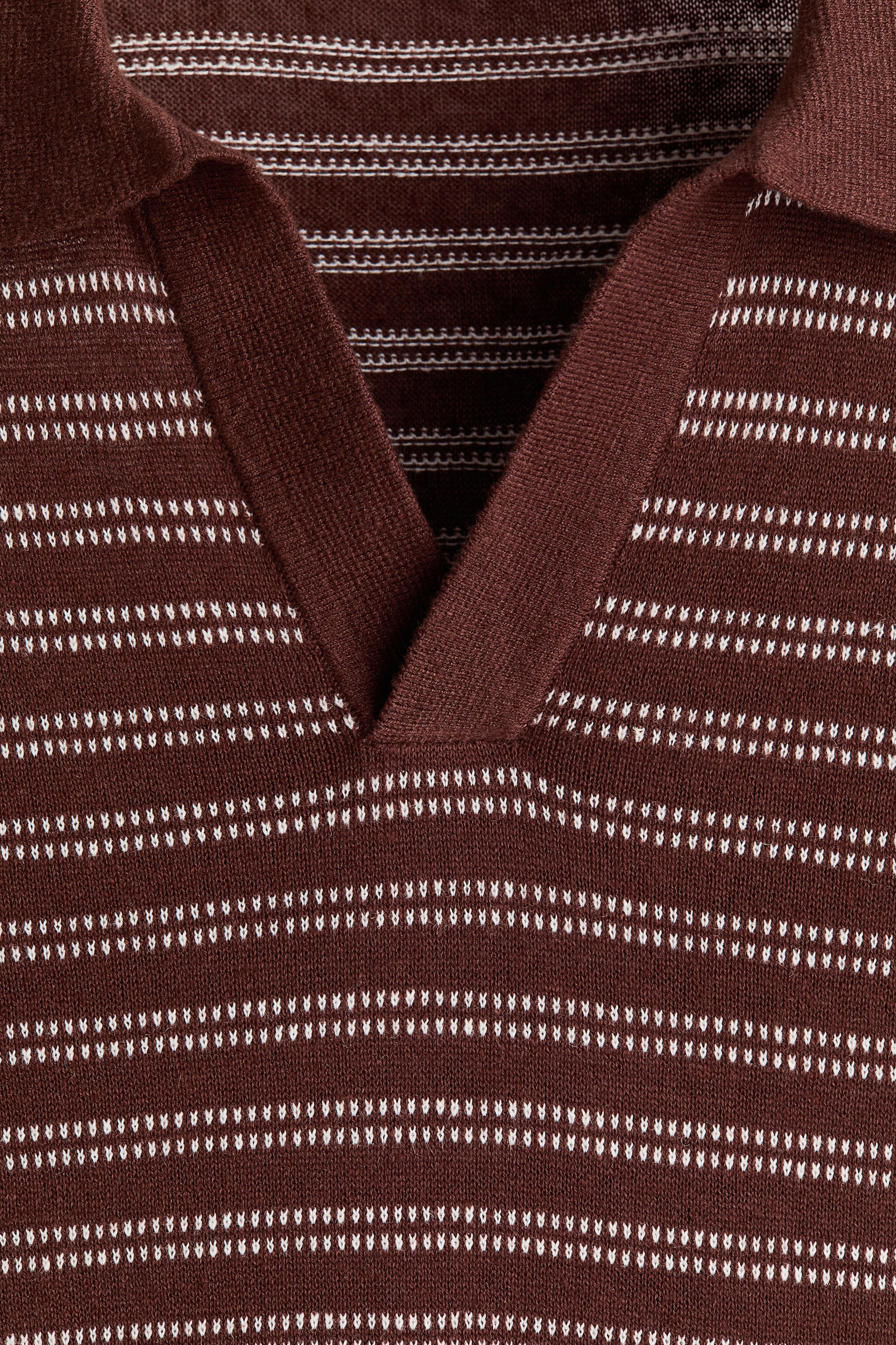 Regular Fit Linen-blend polo shirt-Brown/Striped - 4