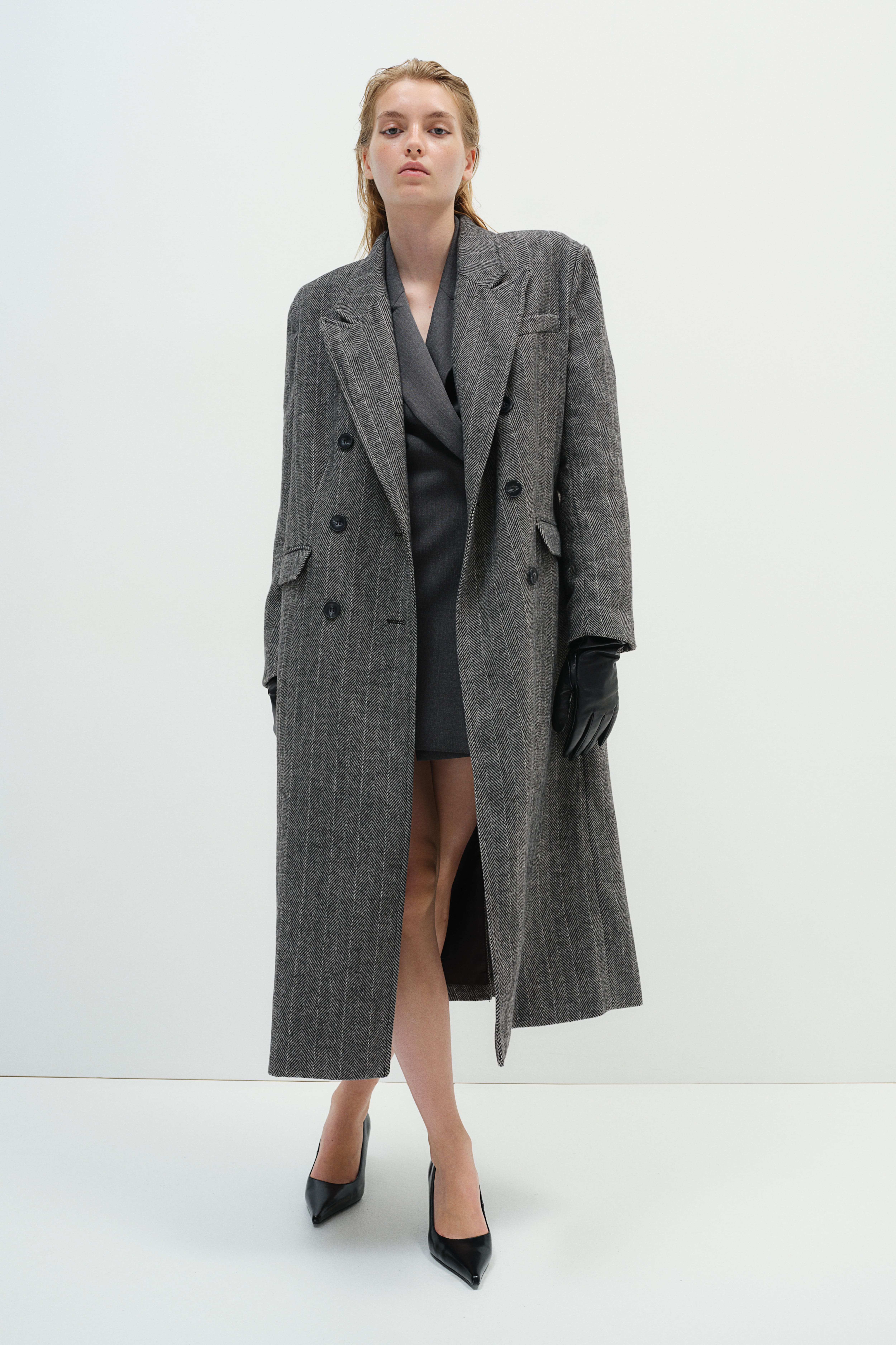 Gray double breasted coat hotsell