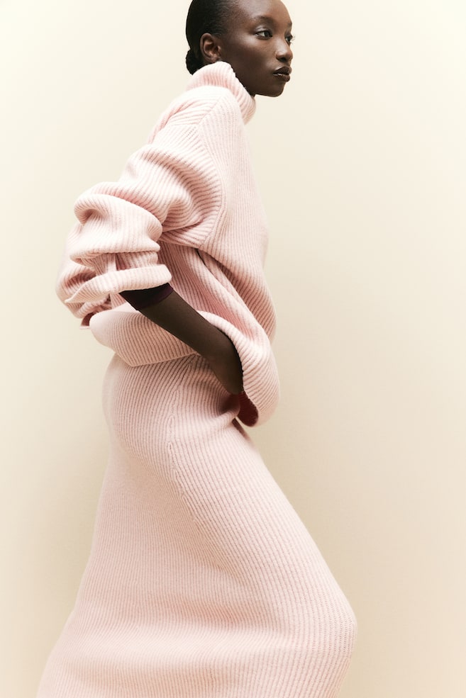 Rib-knit skirt - Light pink - 3