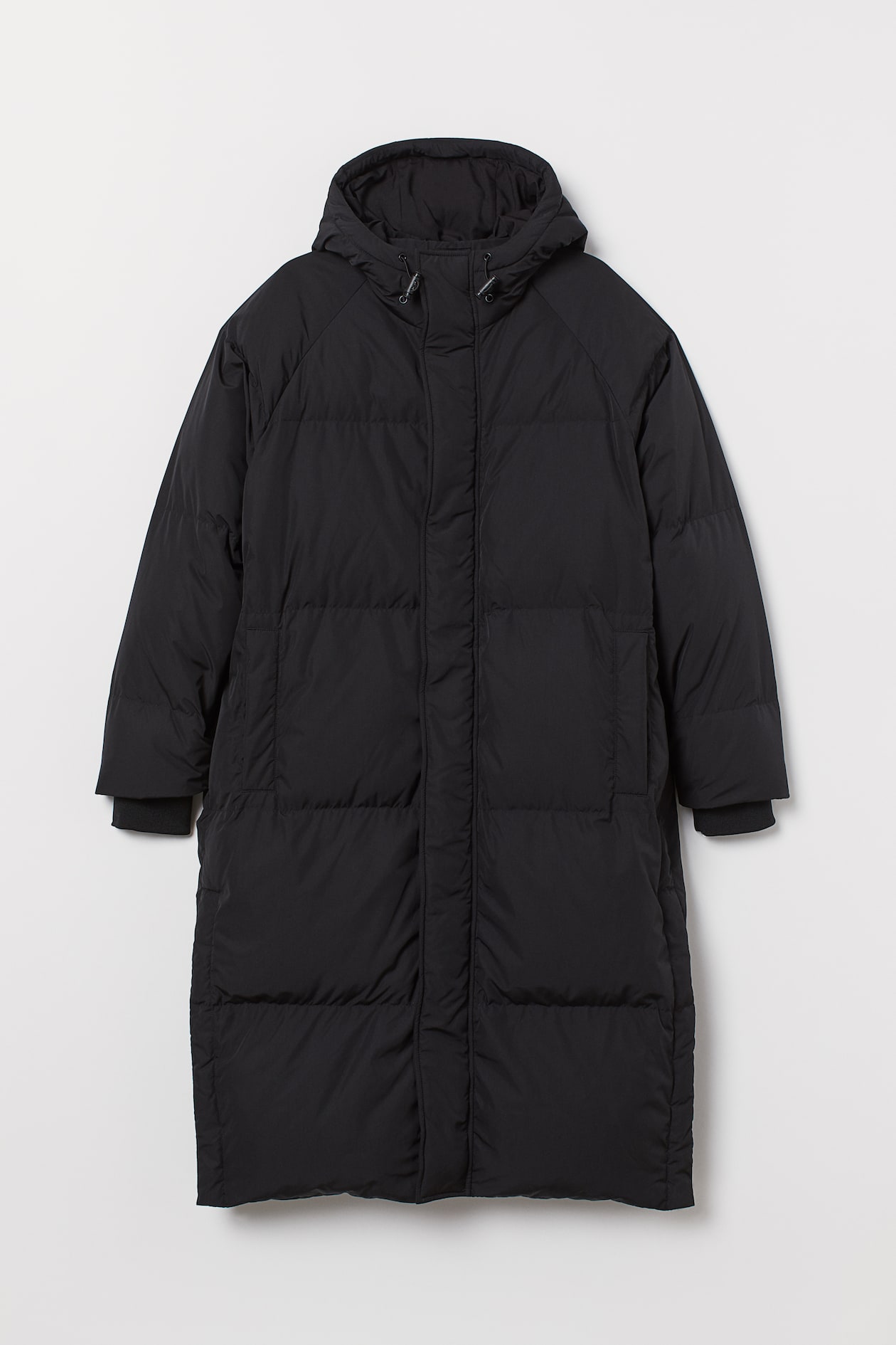 Long Puffer Coat Long Jacket H&m Long Hooded Down Jacket Black