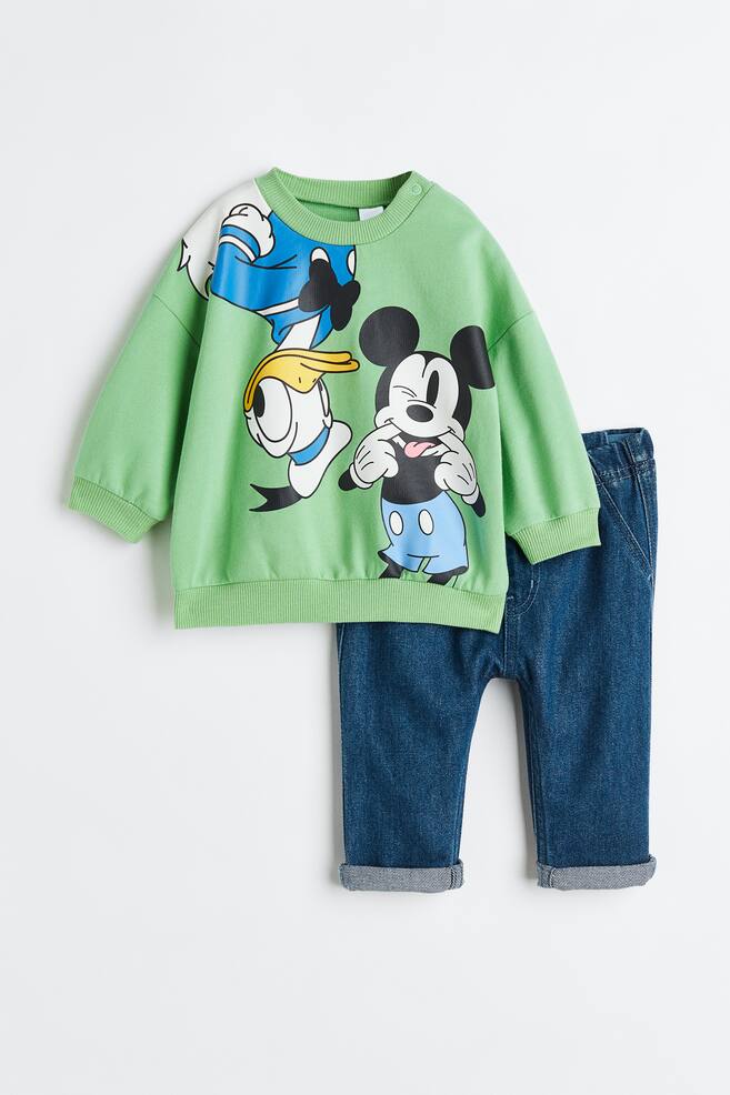 2-piece sweatshirt and joggers set - Green/Mickey Mouse
