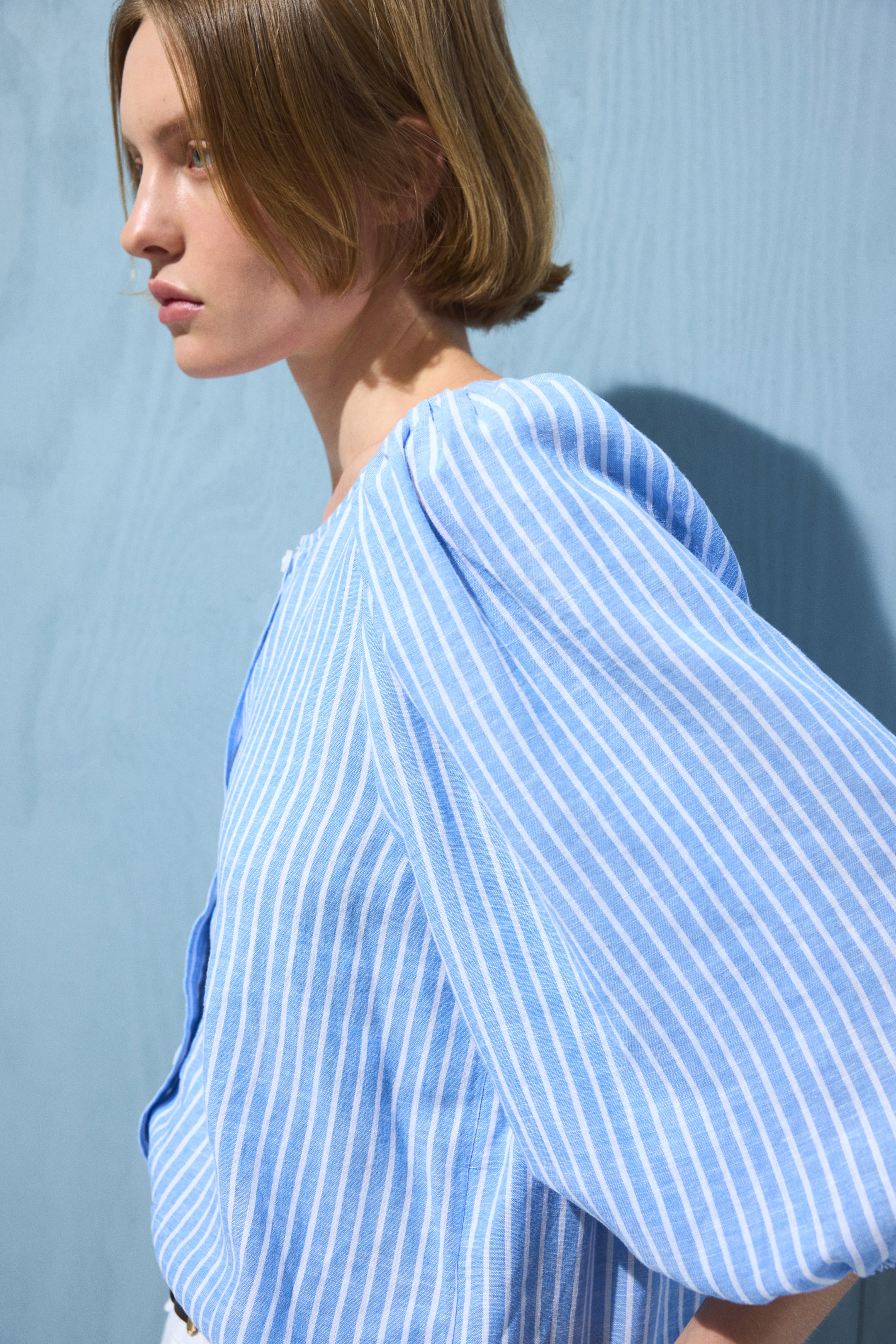 Linen-Blend Blouse